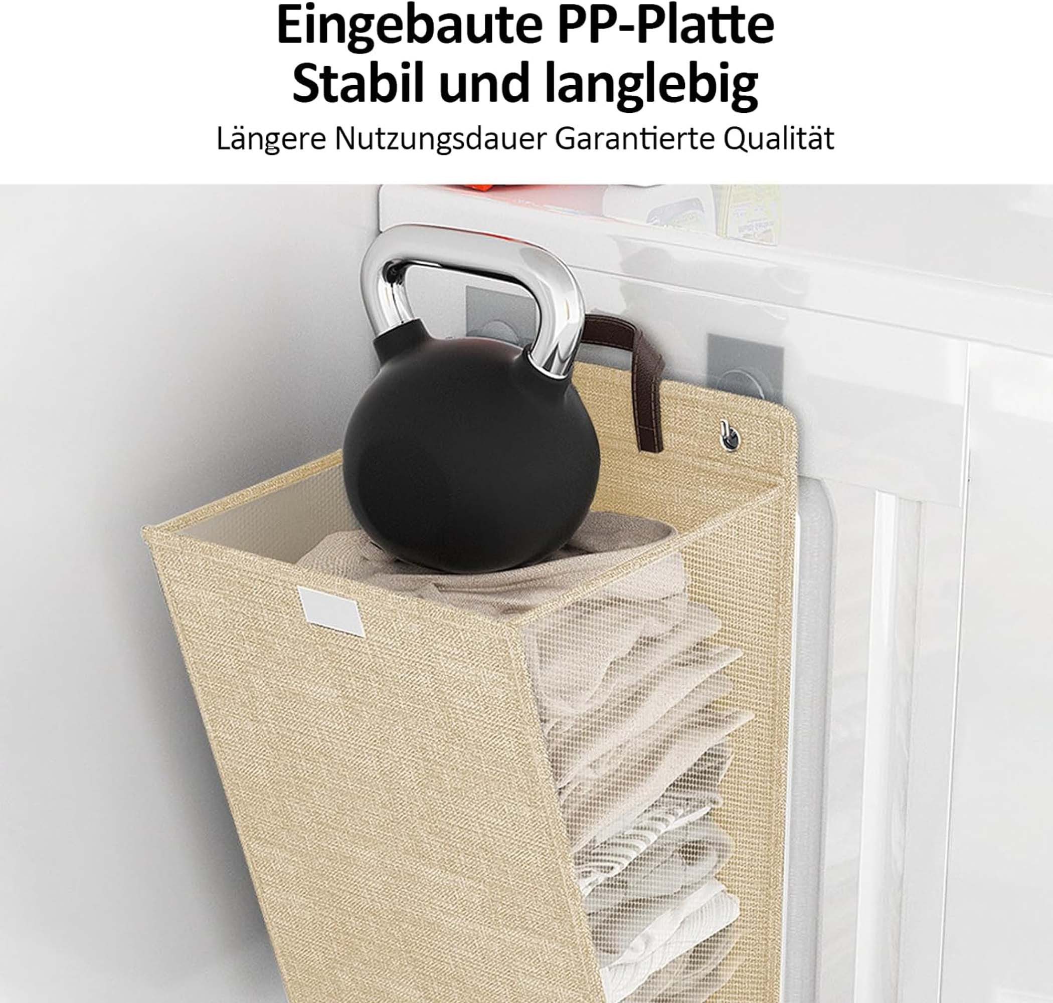 Auledio Wäschekorb Faltbar 60L mit Deckel mit Griffen,Aufhängbar – Bild 3 von 5