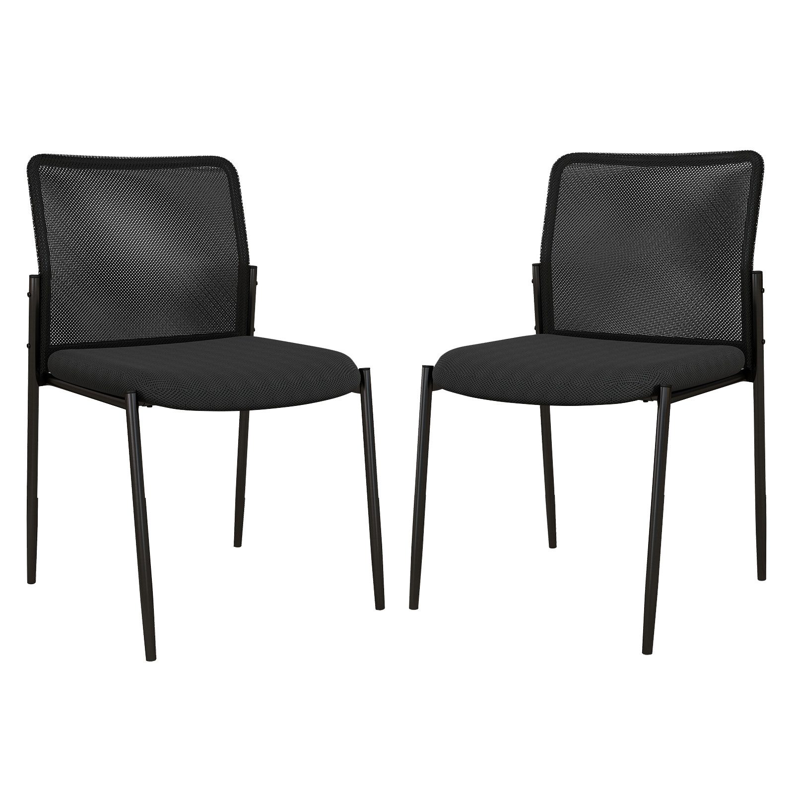 COSTWAY Bürostuhl, 2er-Set, bis 150 kg belastbar, stapelbar 63x52x84cm