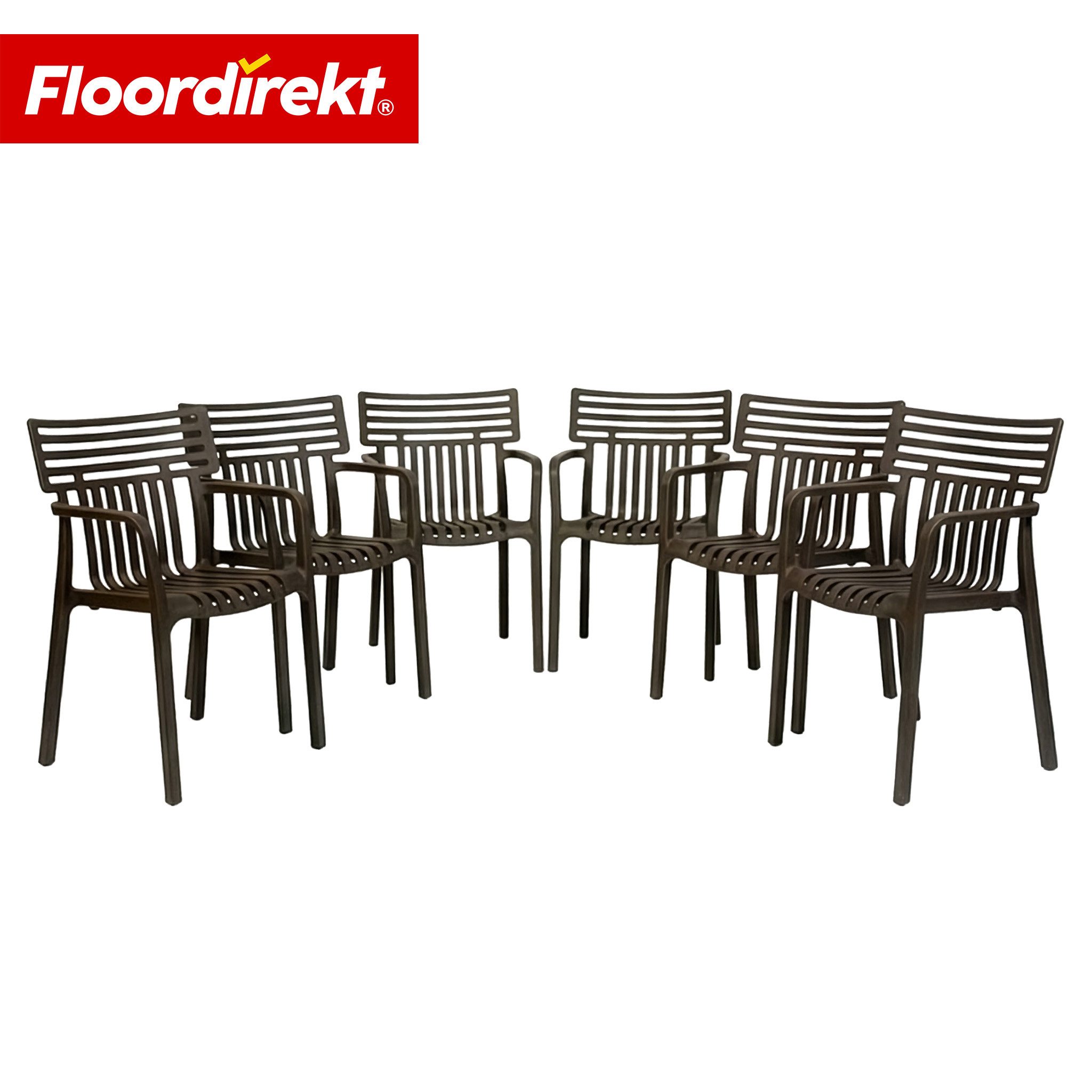 Floordirekt Gartenstuhl Designstuhl Terrano stapelbar aus Kunststoff wetterfest UV-beständig (1 Stuhl oder 6-er Set), verschiedene Farben