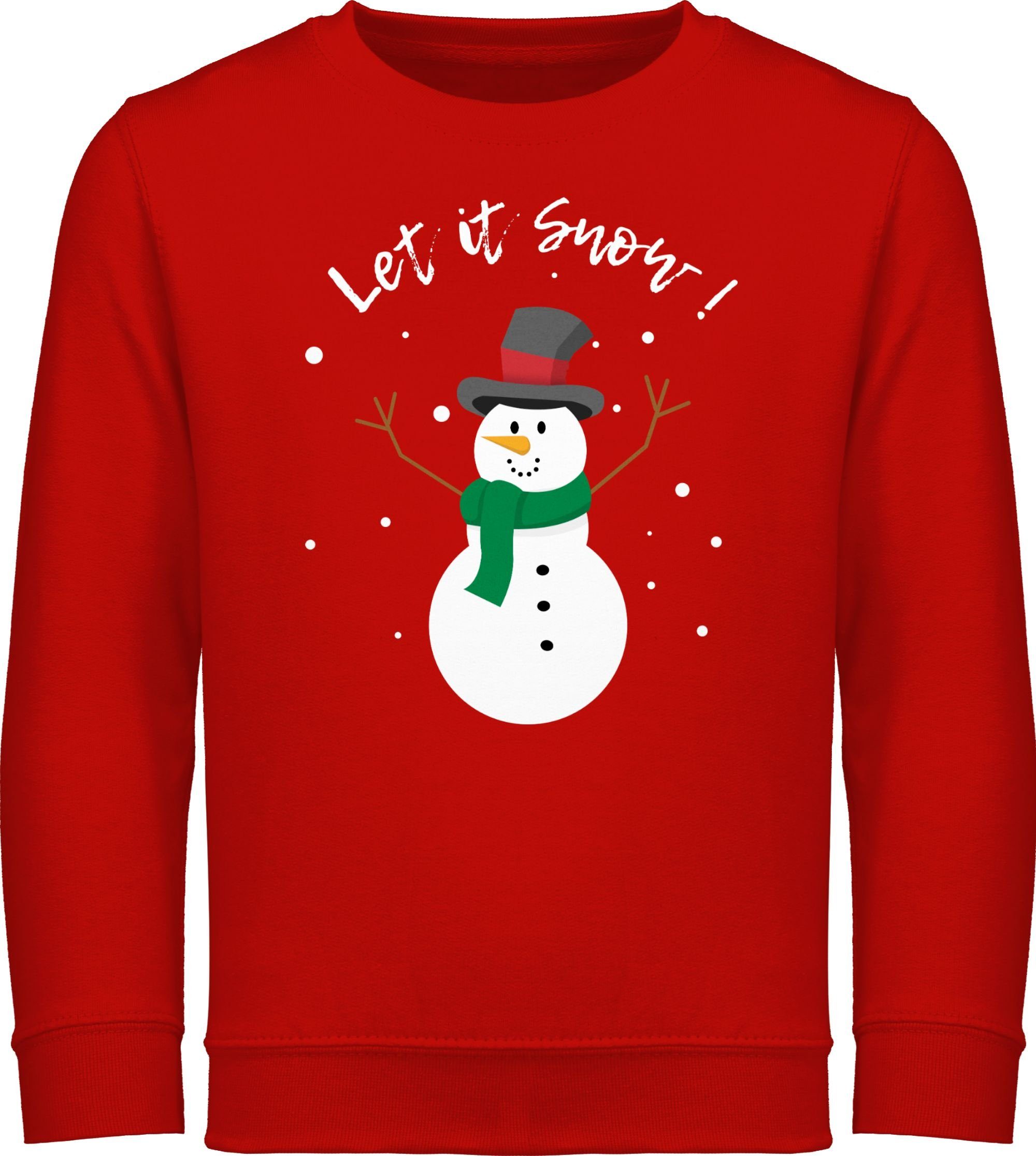 Shirtracer Sweatshirt »Schneemann Let it snow - Weihnachten Kleidung Kinder  - Kinder Premium Pullover« mädchen weihnachtspullover 104 rot -  weihnachtspulli jungen