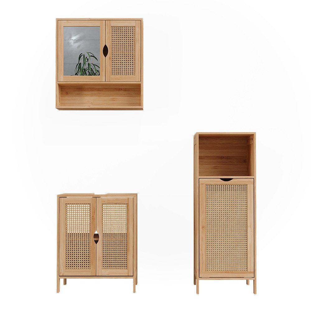 Vicco Badmöbel-Set Liora, Bambus, 3 Teile, günstig online kaufen