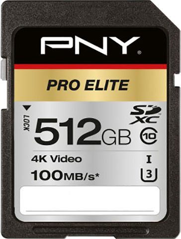 PNY SD Pro ELITE 512GB Speicherkarte (512 GB UHS Class 3 100 MB/s Lesegeschwindigkeit)