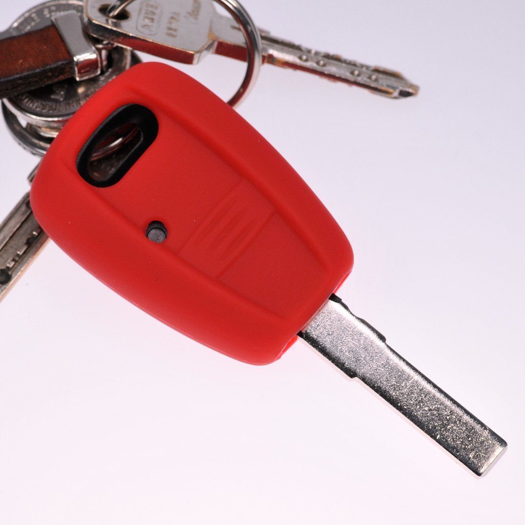 Stilo 1 Silikon Bravo Schlüsselband, mit passendem Autoschlüssel Brava mt-key für Punto FIAT Tasten Schutzhülle Funk Fernbedienung Schlüsseltasche Panda Rot