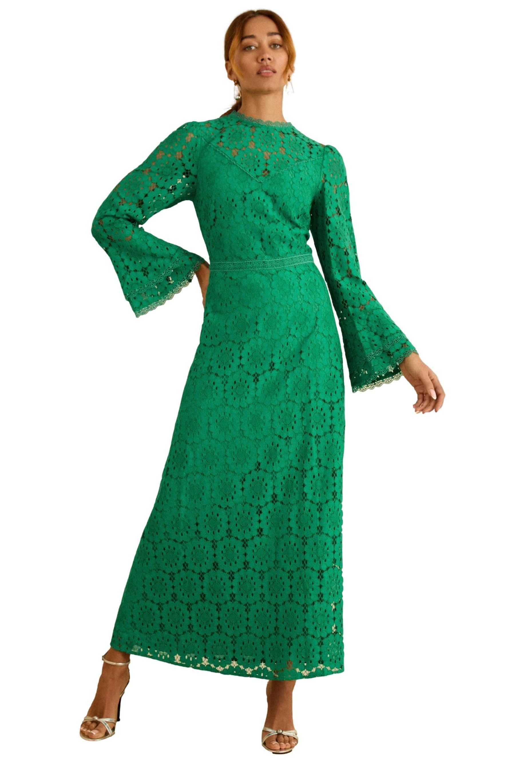 Love & Roses Maxikleid Love & Roses Langarm-Maxikleid mit Spitze, EID (1-tlg)