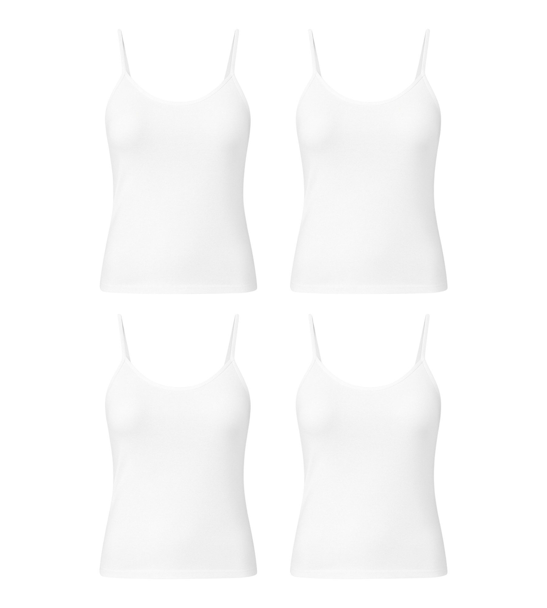 fashionshowcase Tanktop Tanktop Damen Spaghettiträger Tops 4er Pack - 100% Baumwolle L weiß 4X (Set, Mehrfachpack) Atmungsaktiv & Ganztagskomfort