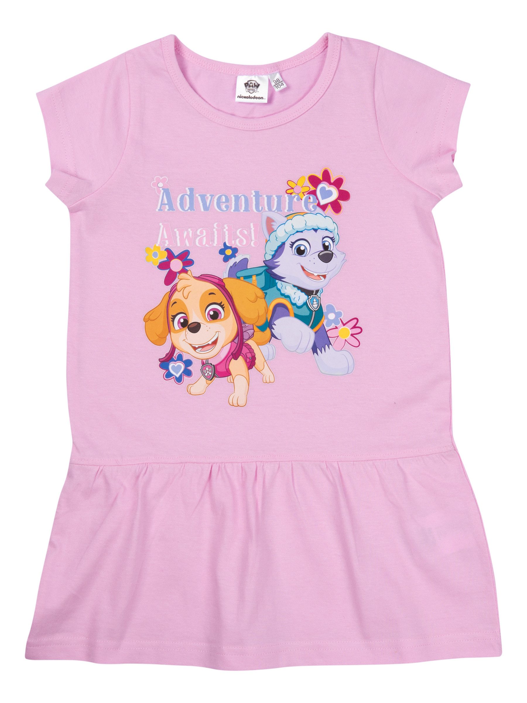 United Labels® A-Linien-Kleid Paw Patrol Kleid Adventure Awaits! Kleidchen mit kurzen Ärmeln