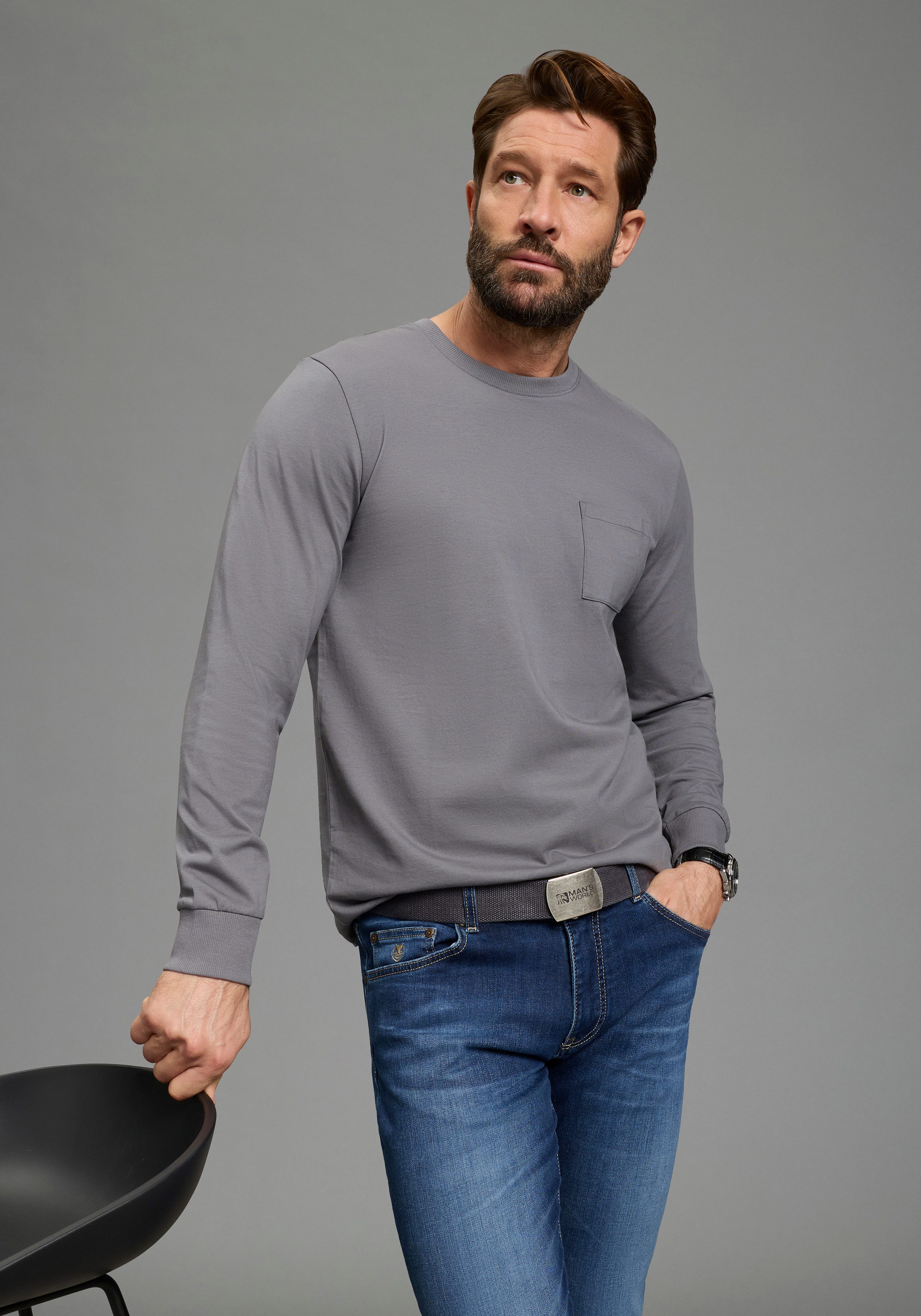 Man's World Langarmshirt Neue Kollektion! casual Stil, Langarmshirt, schmal günstig online kaufen