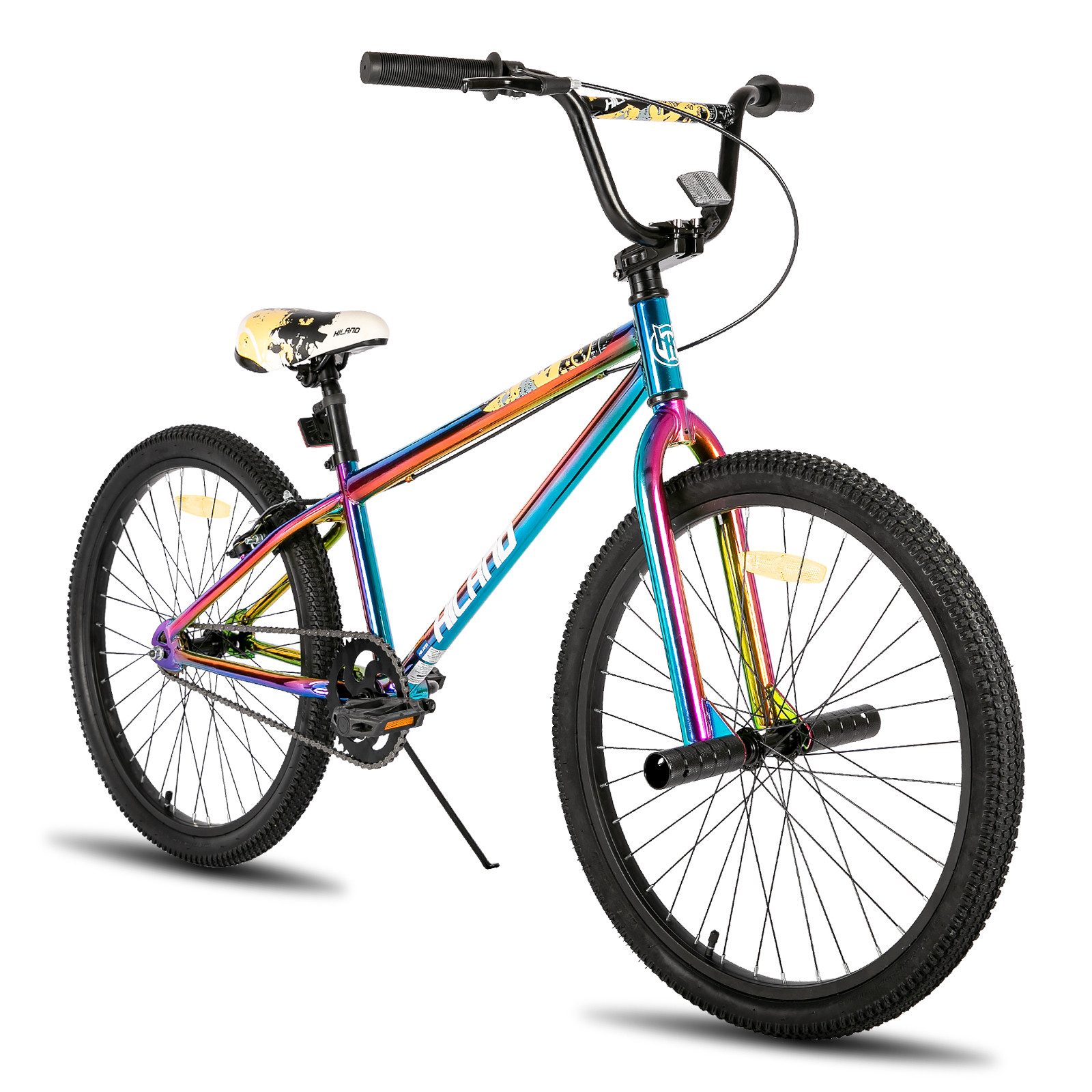 HILAND Kinderfahrrad Redeem 2.0 24/26Zoll Kinderfahrrad für Jungen ab 7-10 Jahre Kinder BMX, 1 Gang, mit einem 36T Kettenblatt, einem 18T Freilauf, Freestyle, 2 Stahl Pegs