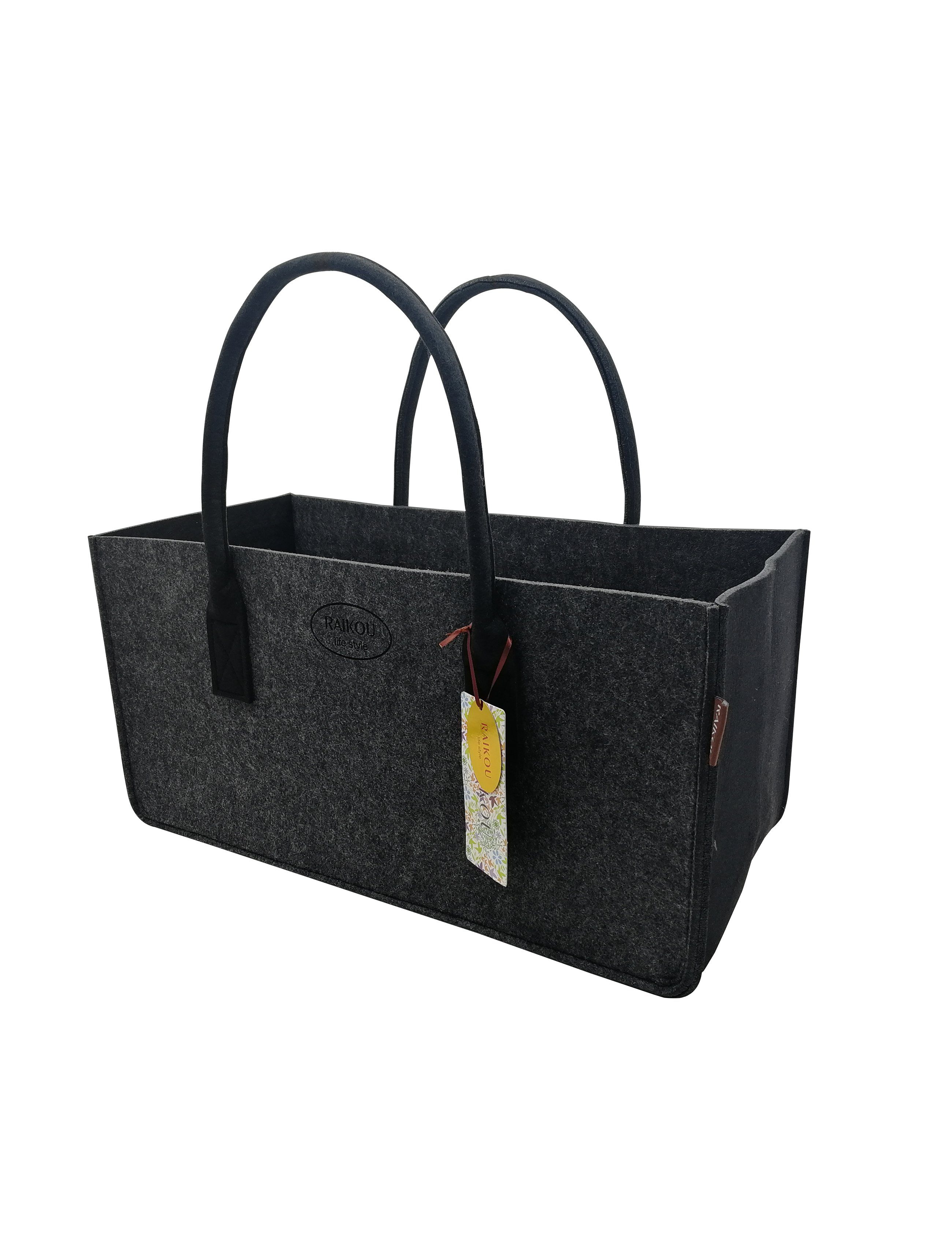 RAIKOU Einkaufsshopper Filztasche Kaminholztasche Spielzeugaufbewahrung 5 mm dicke Filze, für Einkaufs Kamin Holz Zeitungsholz Spielzeug – Bild 2 von 4