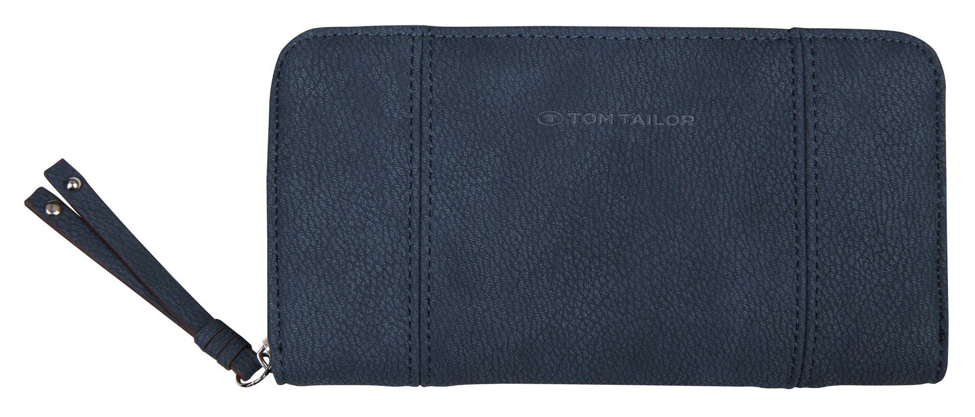 TOM TAILOR Geldbörse CAIA WALLETS Long zip wallet, mit Zierband am Reißverschluss dunkelblau