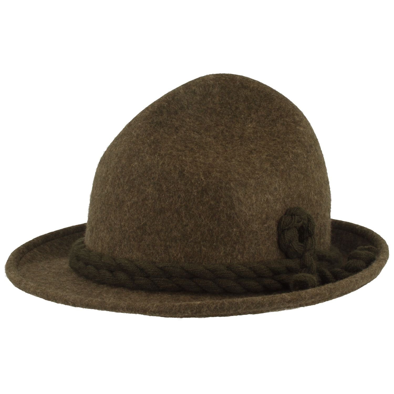 Breiter Filzhut Spitzkopf Trachtenhut mit Wollkordel