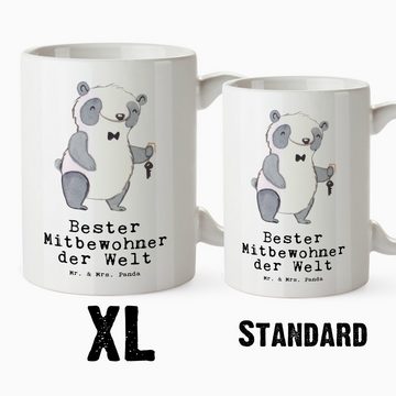 Mr. & Mrs. Panda Tasse Panda Bester Mitbewohner der Welt - Weiß - Geschenk, XL Tasse, für, S, XL Tasse Keramik, Großes Füllvolumen