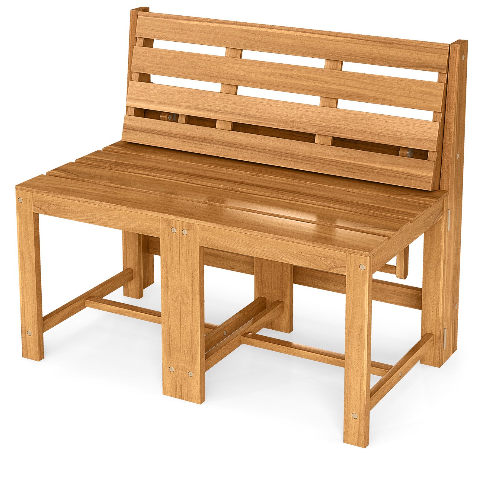 COSTWAY Gartenbank, 2-Sitzer 2 in 1 Gartentisch mit Sitzbank Balkonset