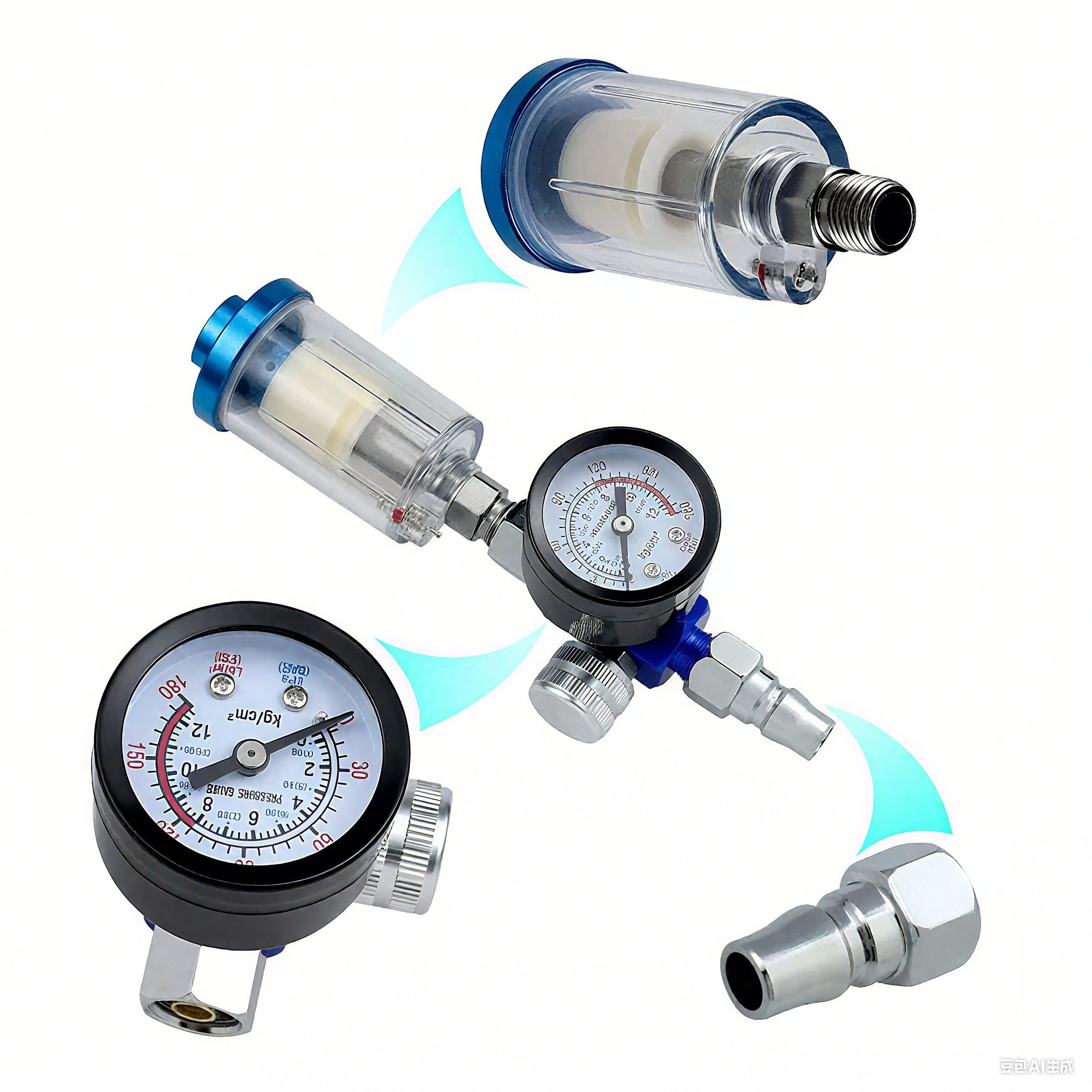 NAVPLUS Druckminderer Druckluft Filter 1/4" Druckminderer Luftregler für Lackierpistole, (1-St)