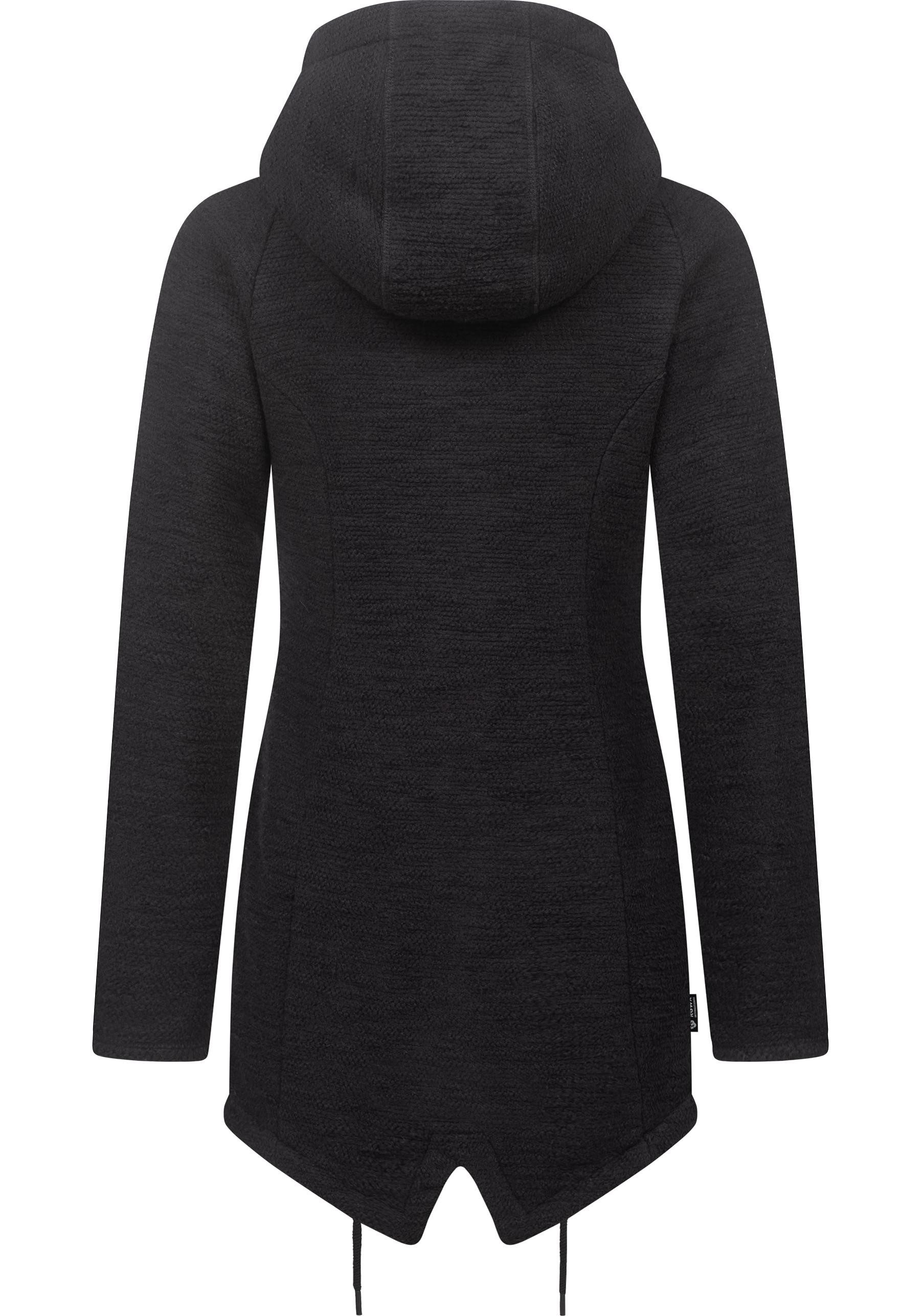 Ragwear Kapuzenstrickjacke Wingi Melange Sportliche Kapuzenjacke mit Teddy-Kunstfell