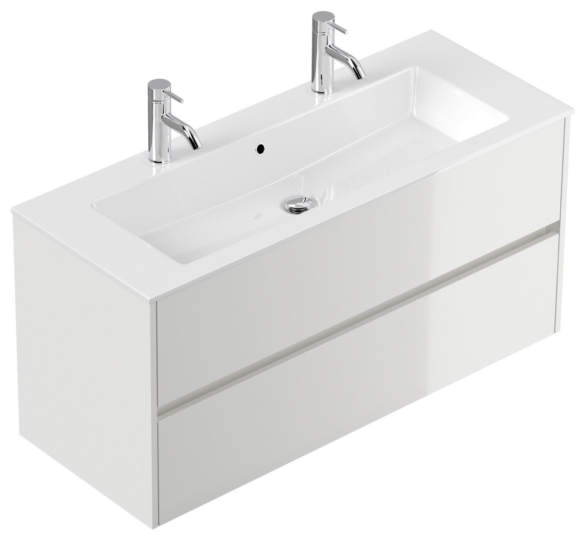 Posseik Badmöbel-Set Badmöbel Doppel-Waschtisch 2 Hahn Limes 120 cm weiß Ho günstig online kaufen