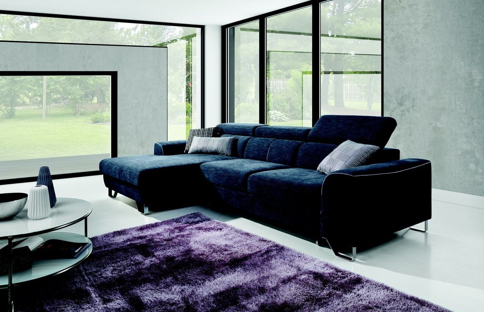 JVmoebel Ecksofa, Stoff Sofa Couch Polster Eck Design Garnitur Blaue Wohnlandschaft | Ecksofas