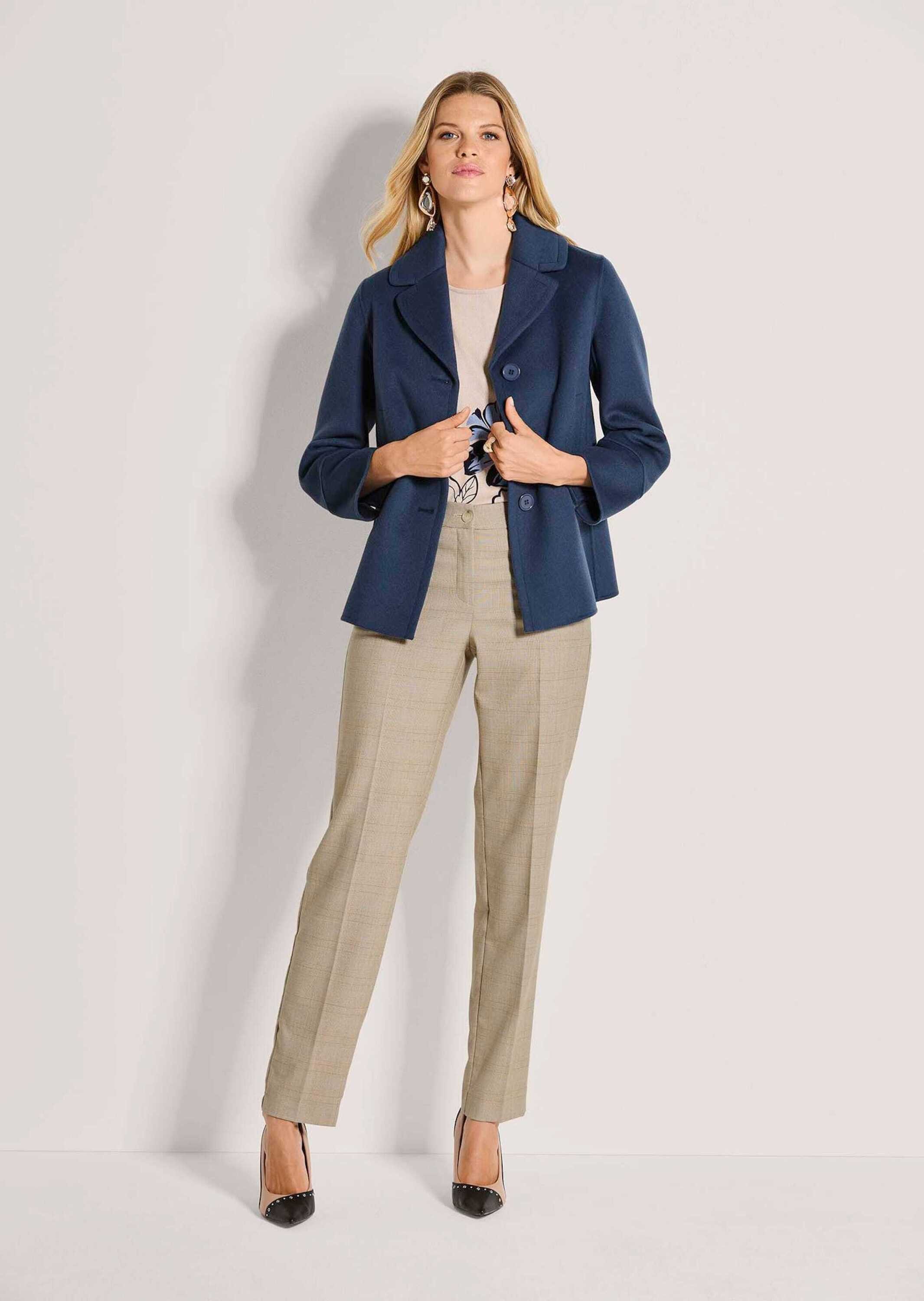 MADELEINE Outdoorjacke Oversized-Jacke mit Reverskragen Wolljacke mit Knopfleiste, Leistentaschen und Langarm