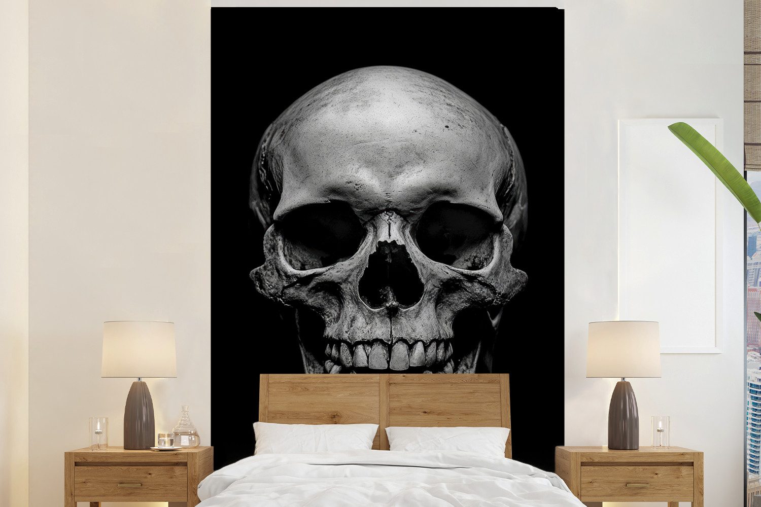 Fototapete Totenkopf - Schwarz - Totenkopf - Weiß