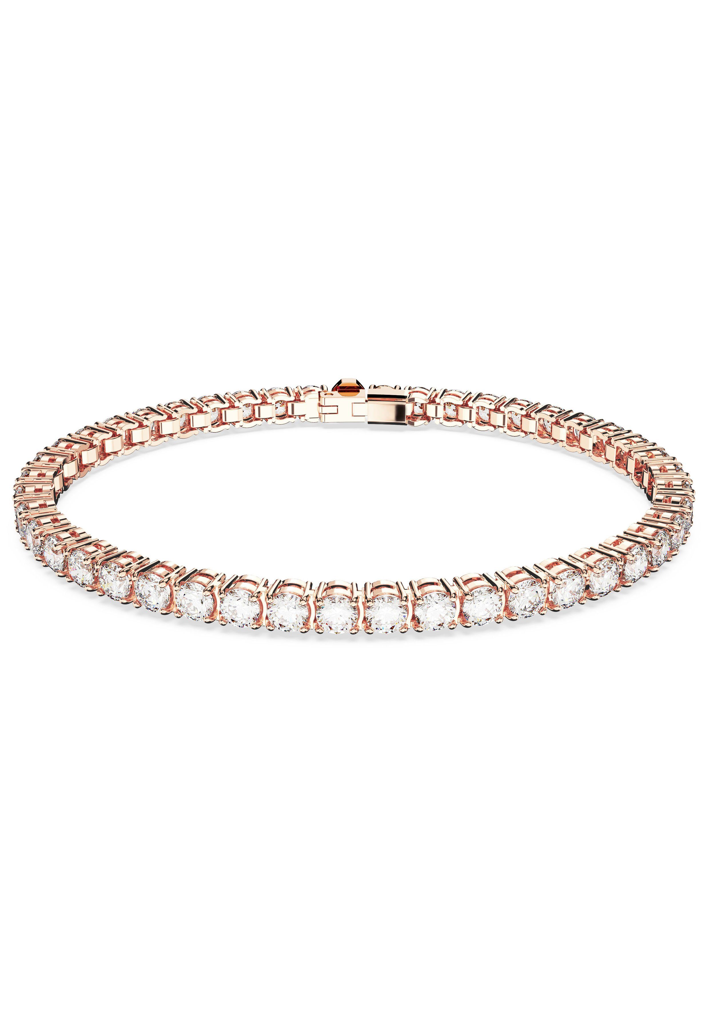 Swarovski Tennisarmband Matrix, Rundschliff, mit Swarovski® Kristall roségoldfarben-kristallweiß | Tennisarmbänder