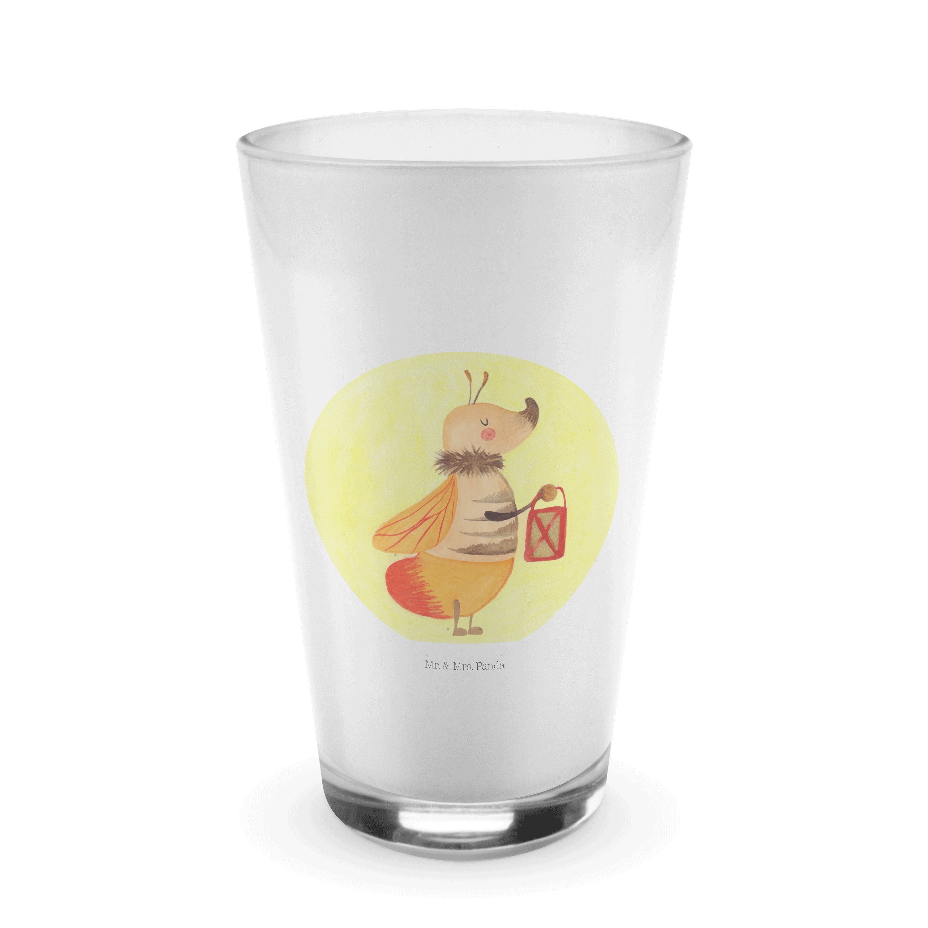 Mr. & Mrs. Panda Glas Glühwürmchen - Transparent - Geschenk, Cappuccino Glas, Latte Macchia, Premium Glas