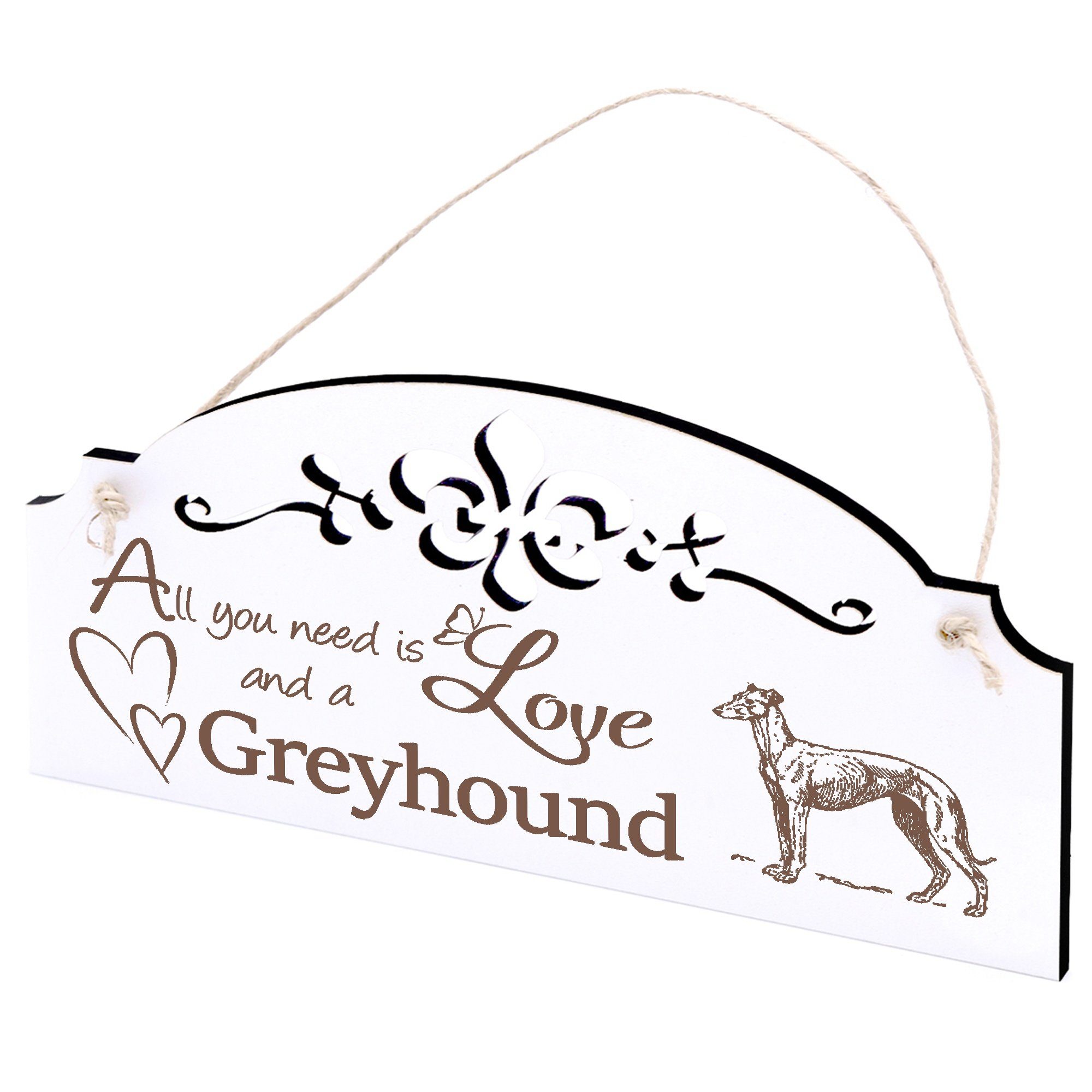 Dekolando Hängedekoration Greyhound Deko 20x10cm All you need is Love
