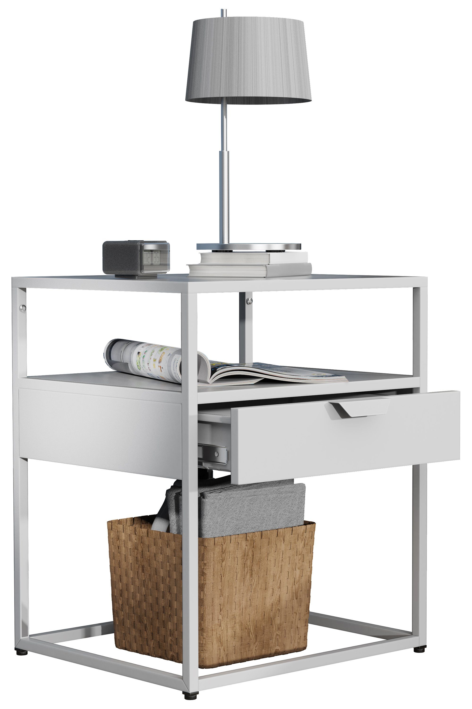 VCM Nachttisch Flokas M 55x45x40cm (1-St), Nachtschrank, Beistelltisch, Nachtkommode