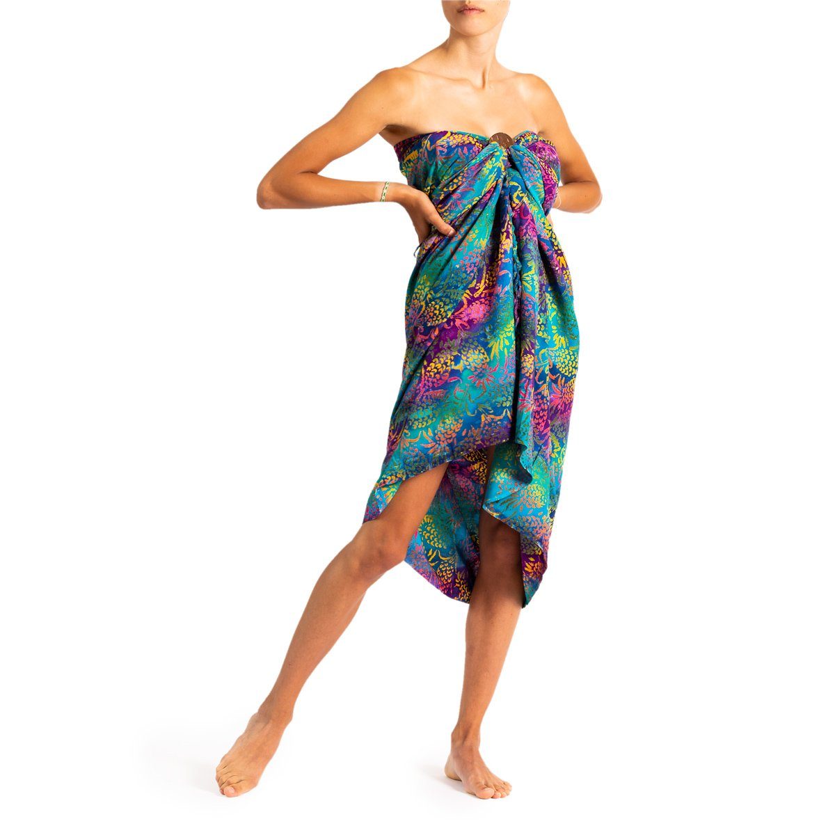 PANASIAM Pareo Sarong Wachsbatik Bunttöne aus hochwertiger Viskose Strandtuch, Strandkleid Bikini Cover-up Tuch für den Strand Schultertuch Halstuch B704 ocean