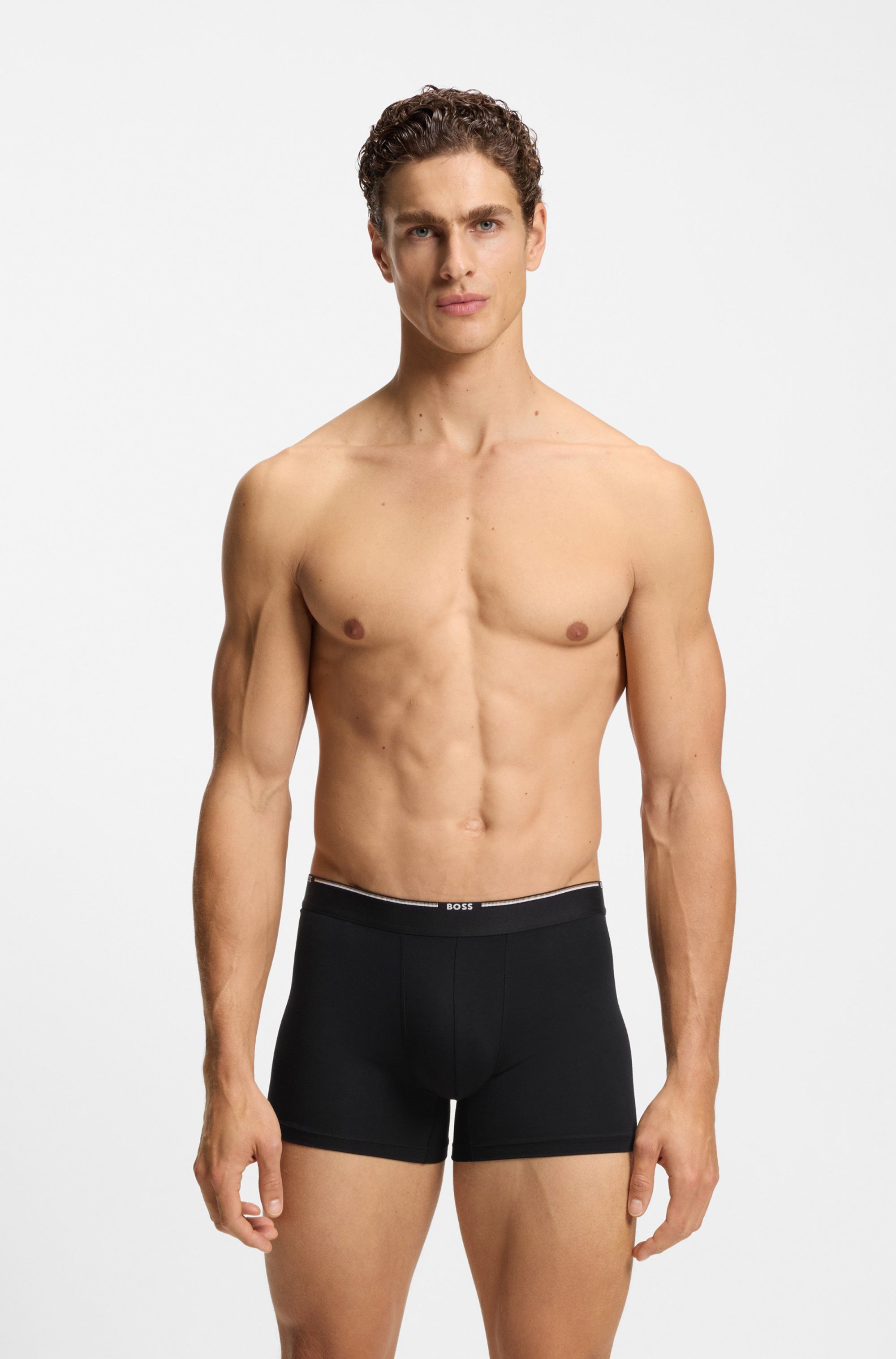 BOSS Boxer Boxer Brief 3P Bamboo (Packung, 3-St) mit Logoschriftzug auf dem Bund