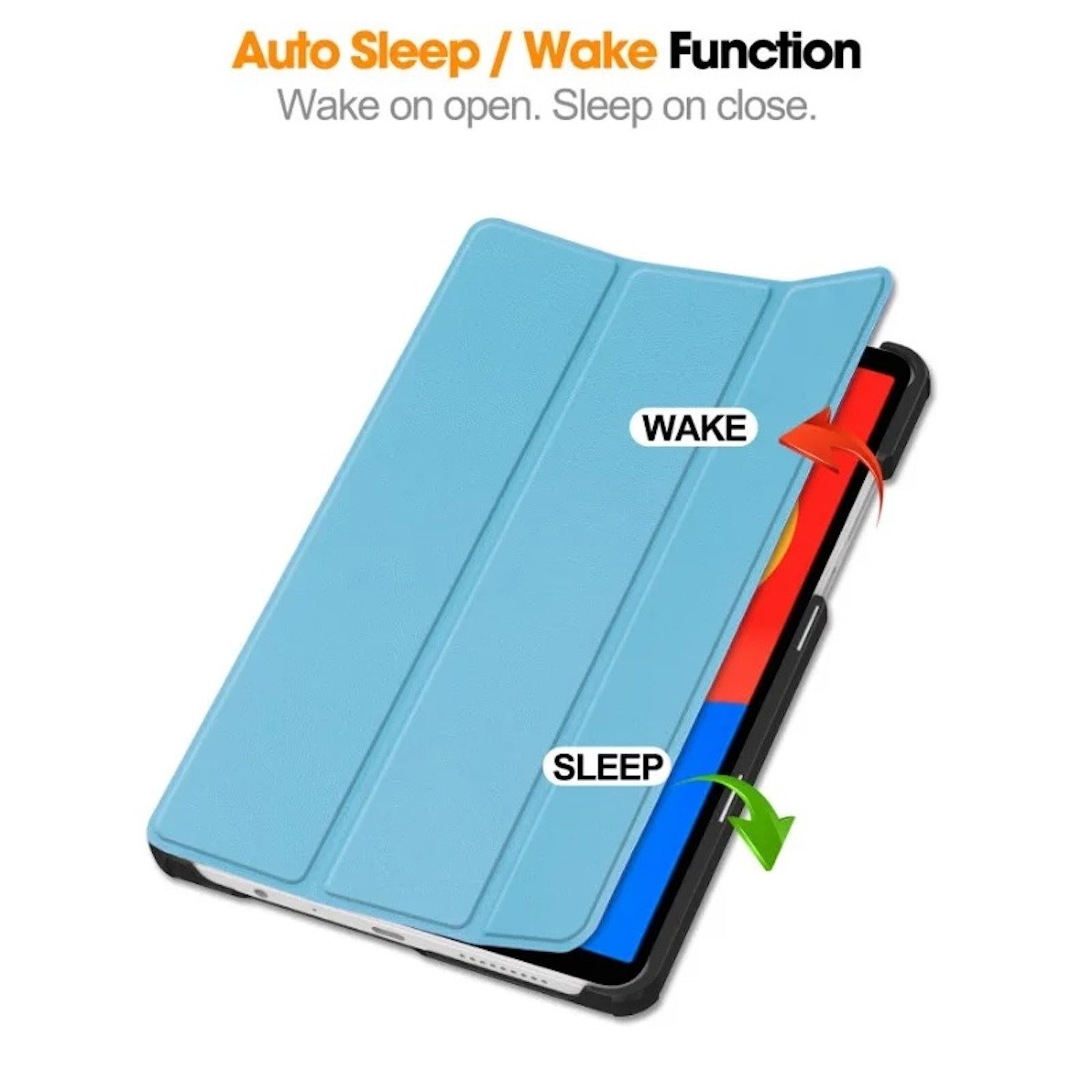 Wigento Tablet-Hülle Für Xiaomi Redmi Pad SE 8.7 3folt Wake UP Smart Tasche Hülle Hellblau, 3-Fach Halterung, Kratzfest, Leicht