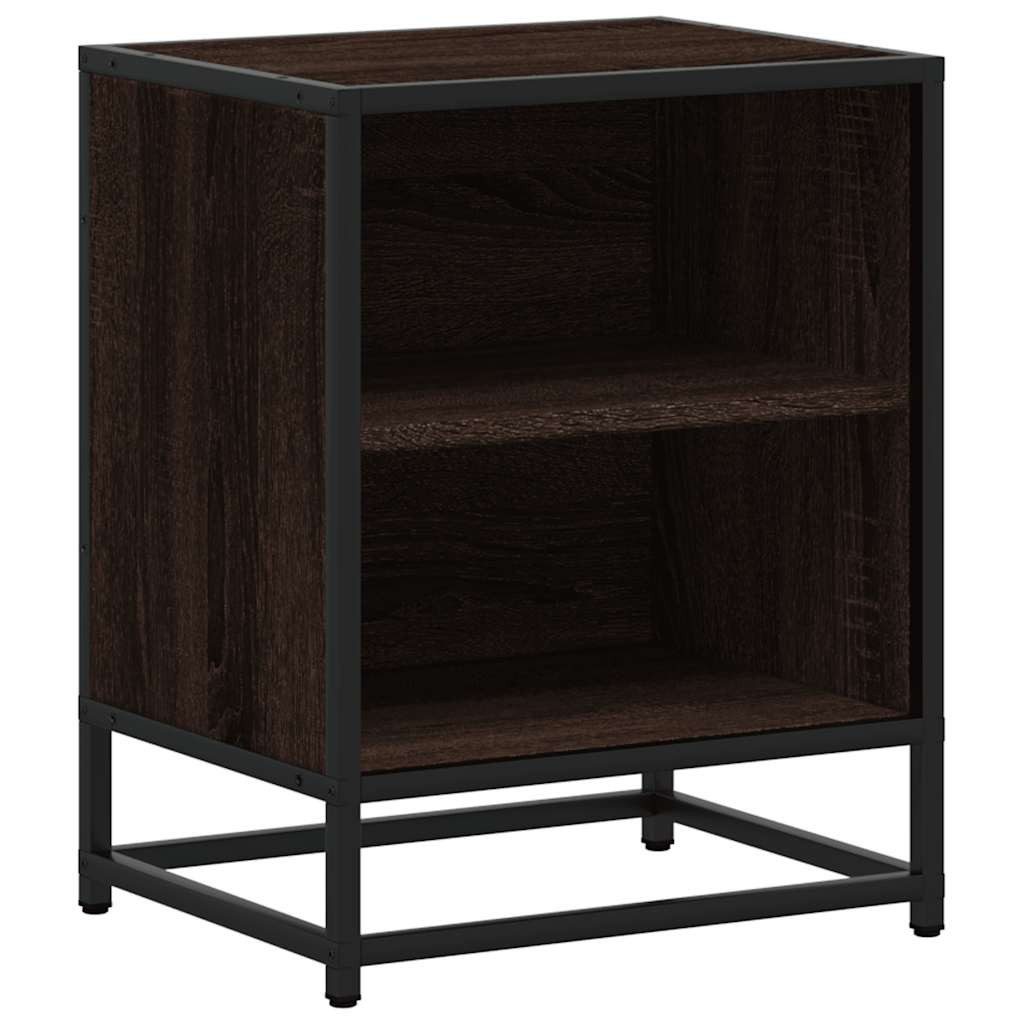 vidaXL Nachttisch Nachttisch Braun Eichen-Optik 40x31x50 cm Holzwerkstoff Metall (1-St)