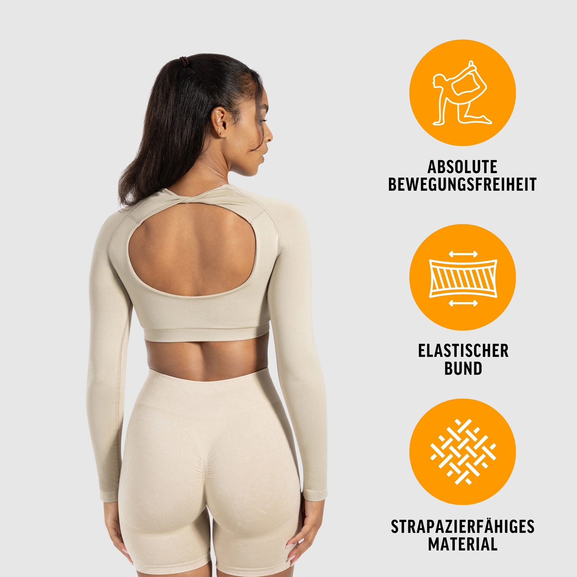 Smilodox Longsleeve Bethy, Seamless Cropped, elastisch & atmungsaktiv, kurzer Schnitt Bewegungsfreiheit, Trainingsshirt, strapazierfähig, Pilates Yoga Gym