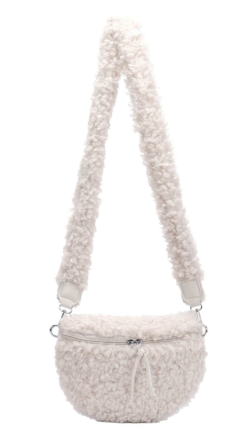 Bauchtasche Damen Tasche Teddyfell Plüsch Umhängetasche Kuscheltasche Bodybag Fell