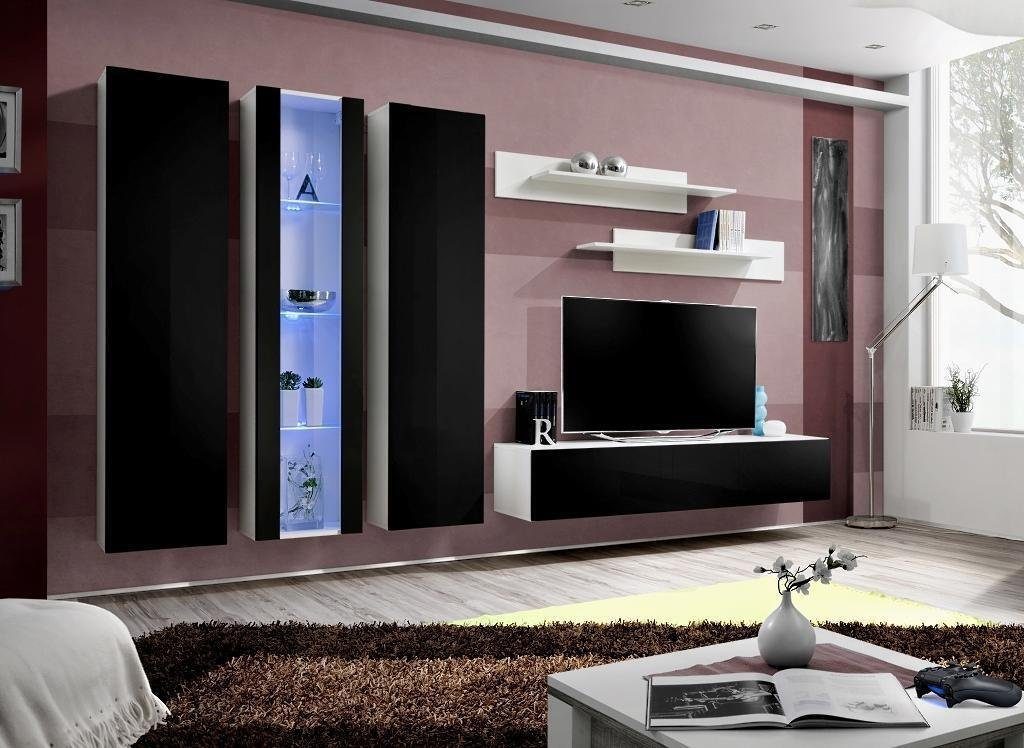 JVmoebel Wohnzimmer-Set Wohnwand Luxus Wohnzimmer Möbel Komplette Set 6 tlg Designer, Made in Europa