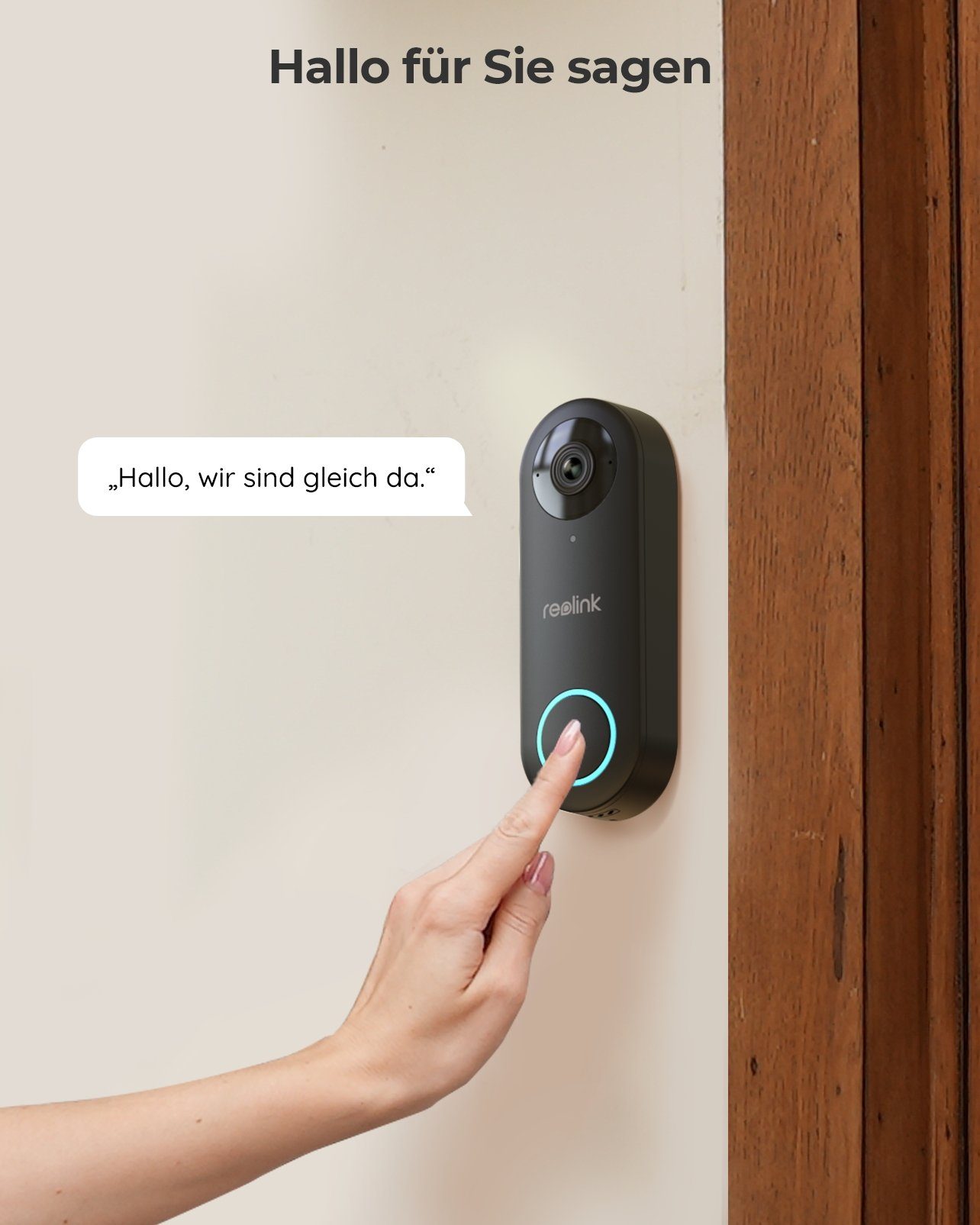Reolink Smart Home Türklingel Video Doorbell Kamera PoE-Version 5MP (Außenbereich, Innenbereich, Gegensprechfunktion,180° Ultraweitwinkel,Personenerkennung,IP65)