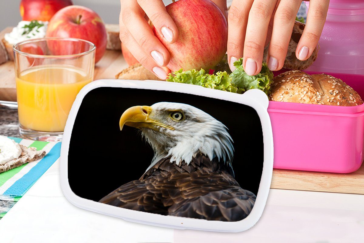Snackbox, Kinder, Erwachsene, - Kunststoff Lunchbox Schnabel, Brotdose Vogel Adler rosa - für Brotbox Kunststoff, - Augen MuchoWow Mädchen, (2-tlg),
