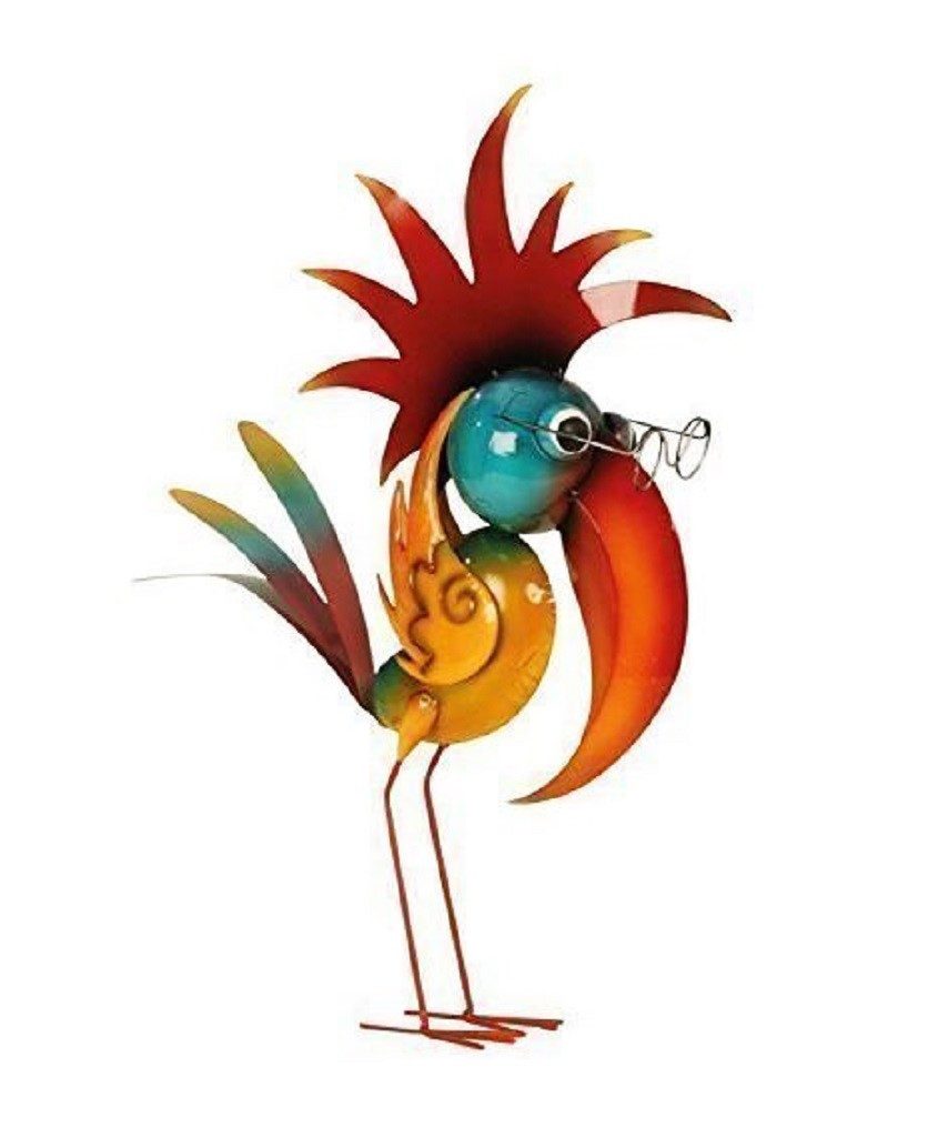 Geschenkestadl Tierfigur Metall Figur exotischer farbenfroher Vogel mit Brille XXL 57 cm