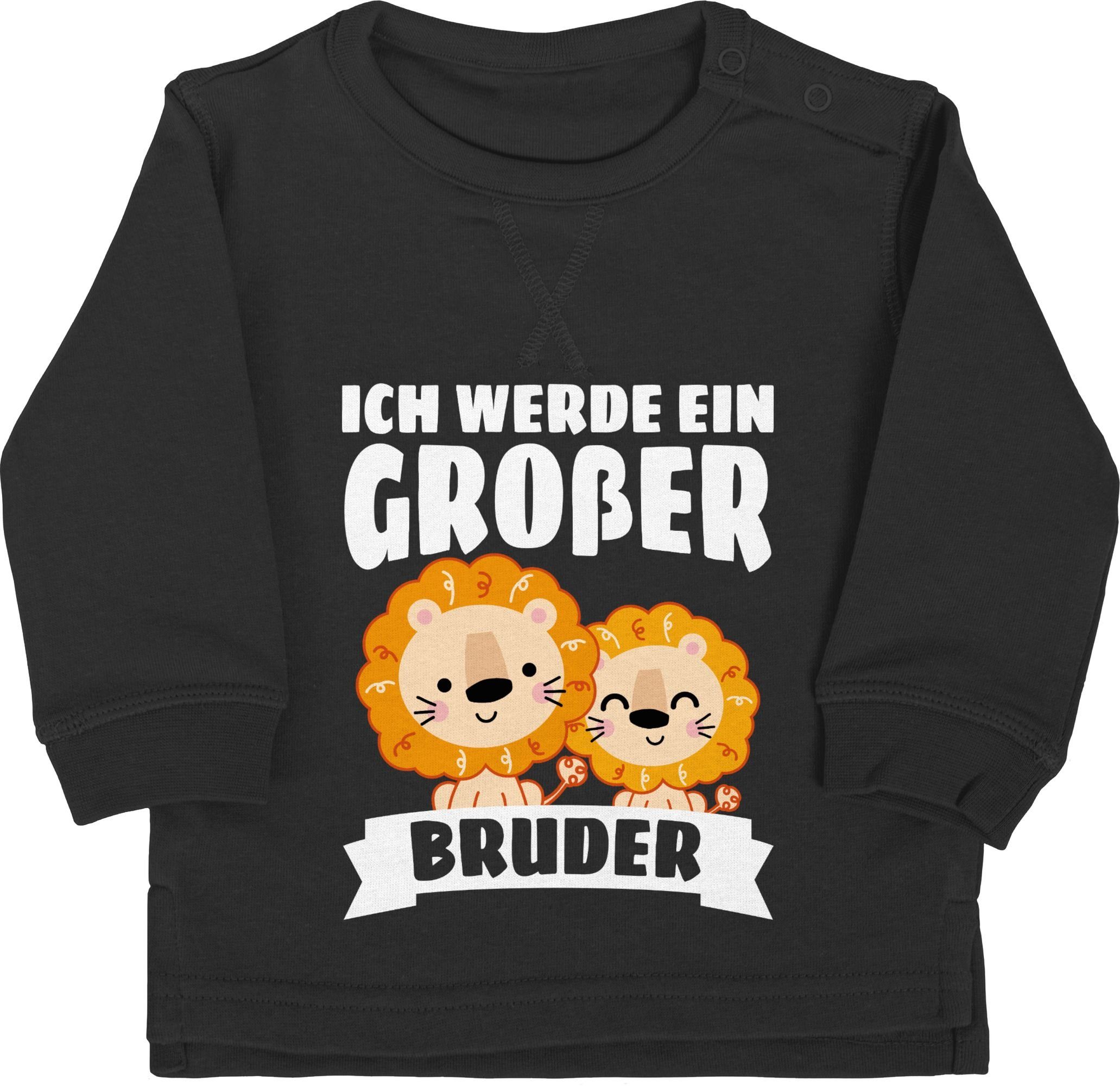 Kinder Sweater Shirtracer Sweatshirt Ich werde ein großer Bruder mit Löwen - weiß - Geschwister Bruder und Schwester - Baby Pull
