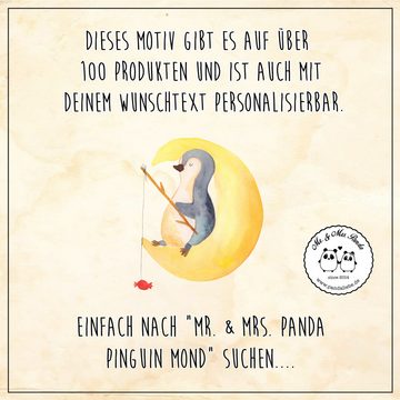 Badematte Pinguin Mond - Eisblau - Geschenk, Badteppich, Badematte, müde, Dusch Mr. & Mrs. Panda, Höhe 1 mm, 100% Polyester, rechteckig, Anti-Rutsch Sicherheit