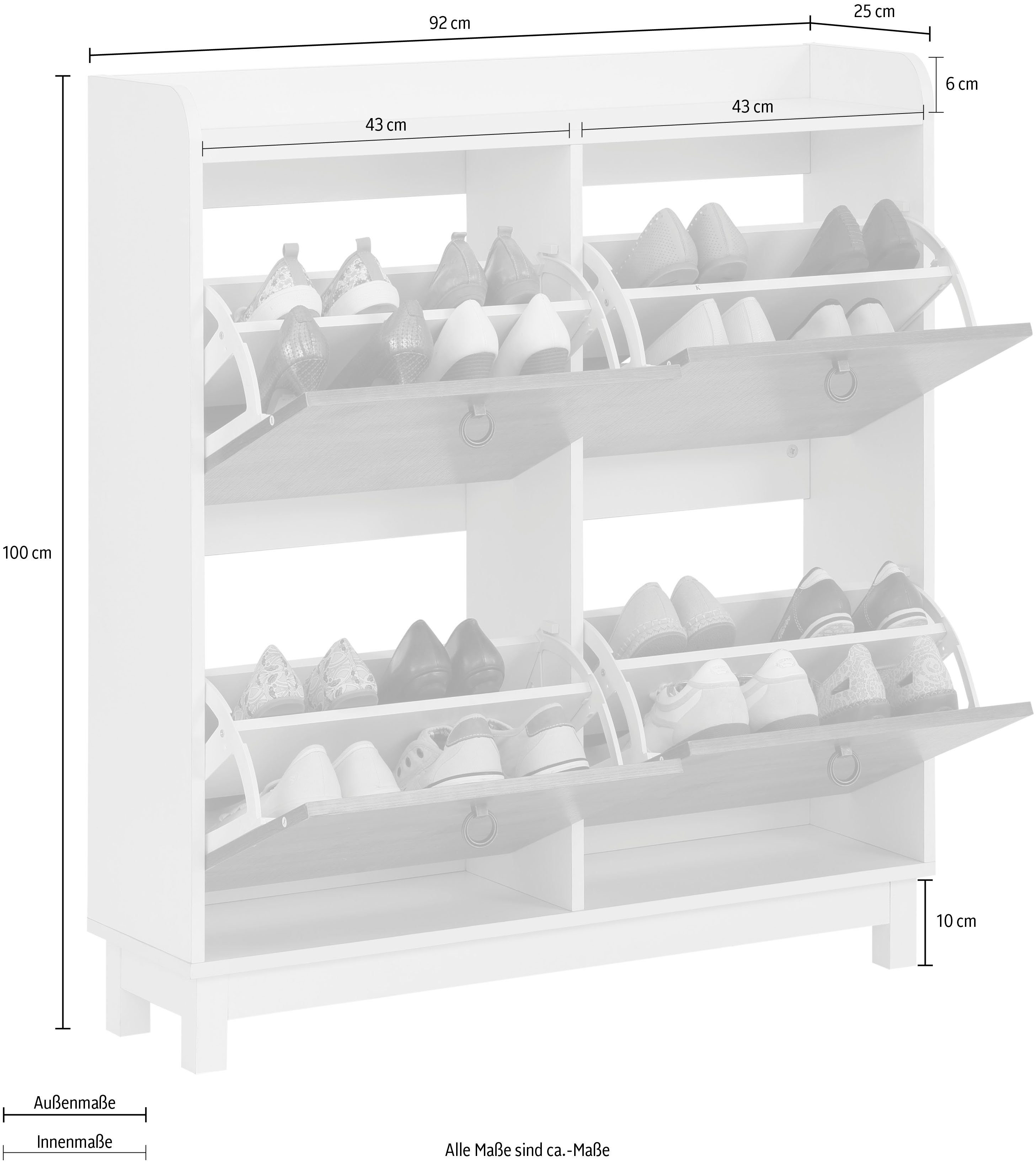 folierter Holzwerkstoff Goslar Schuhschrank mit affaire Home schönen Metallgriffen,