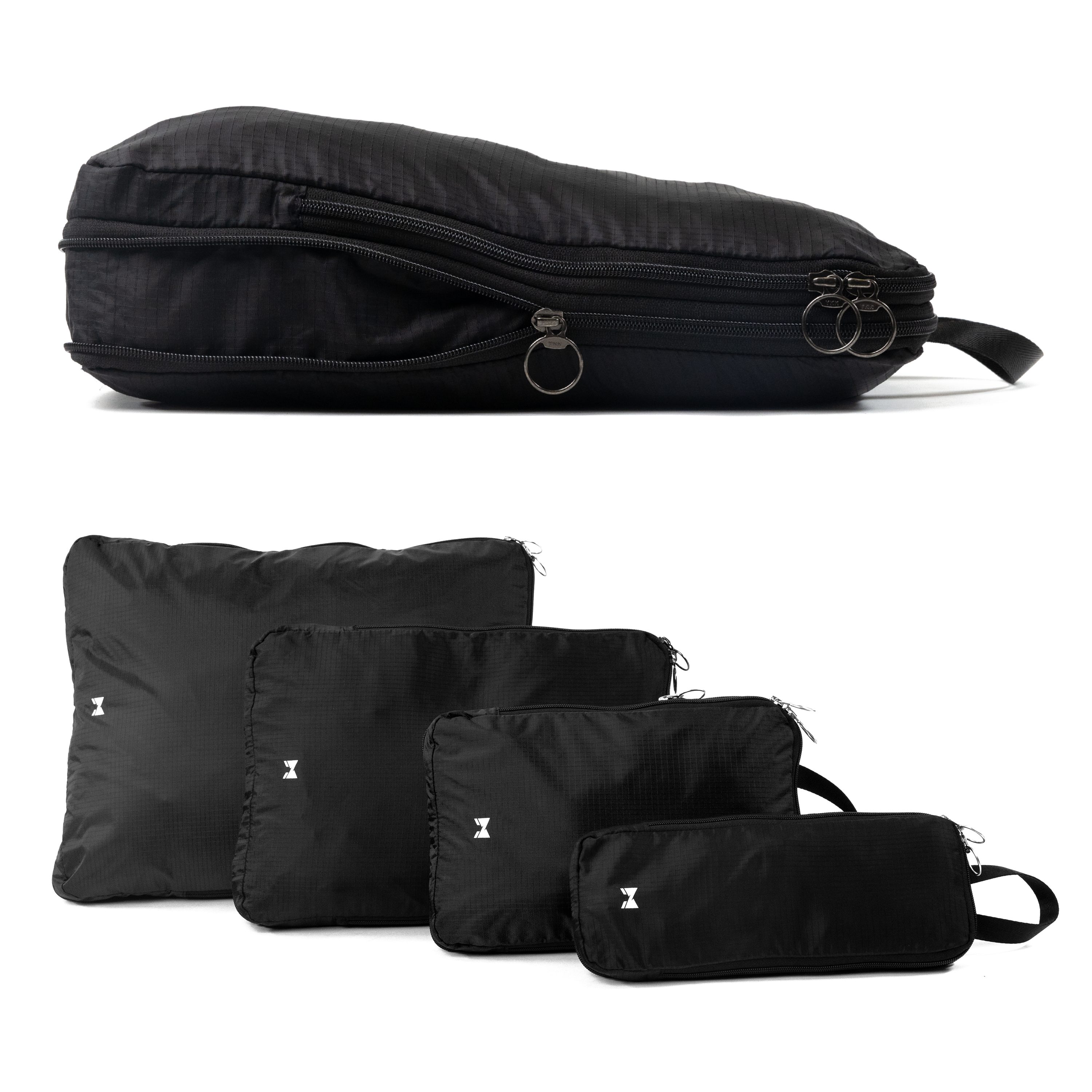 Gentlemen's Kofferorganizer Set 4-teilig Packing Cubes Reise-Packtaschen mit Kompression, bis zu 30% Platz im Koffer sparen
