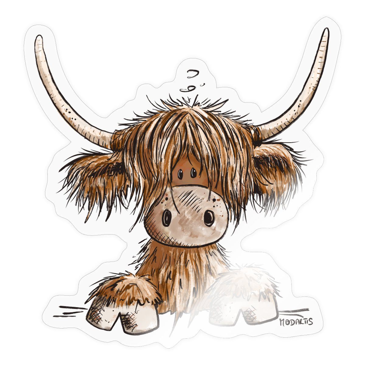 Spreadshirt Aufkleber Schottisches Hochlandrind Comic Sticker Aufkleber