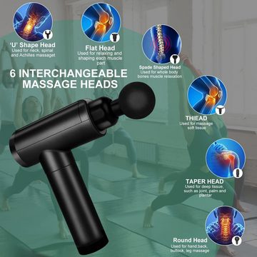 ZMH Massagepistole mit 30 Geschwindigkeiten für Sportler, Tiefengewebe-Perkussions, Packung 6-tlg., Mit Packung