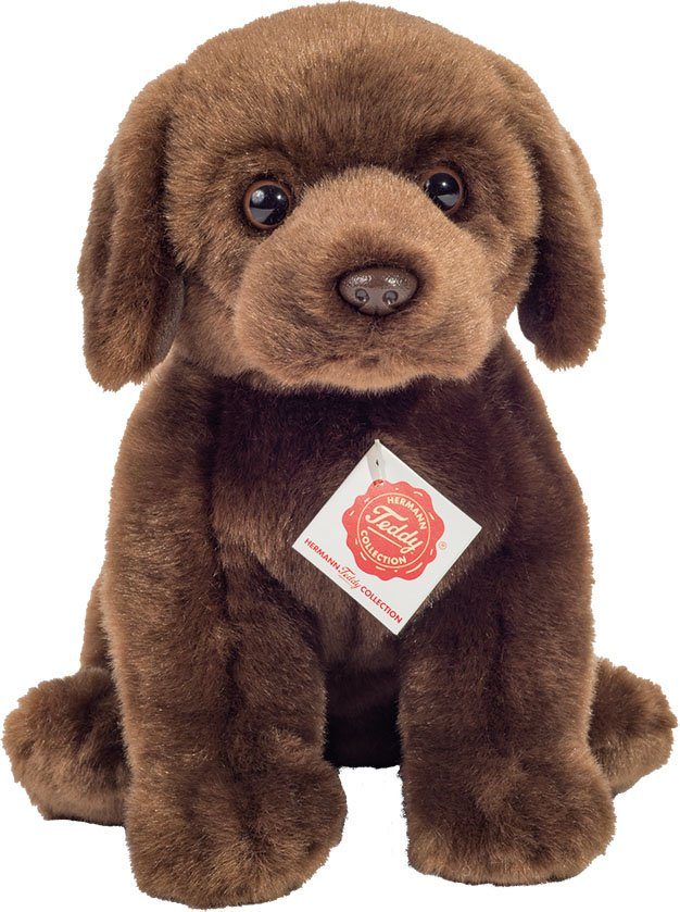 Teddy Hermann® Kuscheltier Labrador sitzend dunkelbraun 25 cm, zum Teil aus recyceltem Material