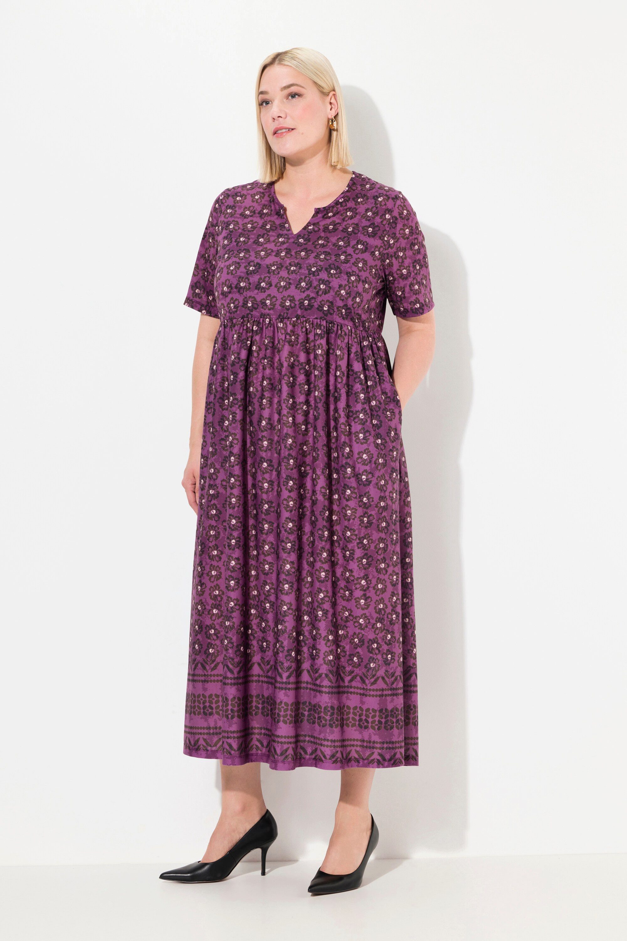 Ulla Popken Maxikleid Jerseykleid A-Linie florales günstig online kaufen