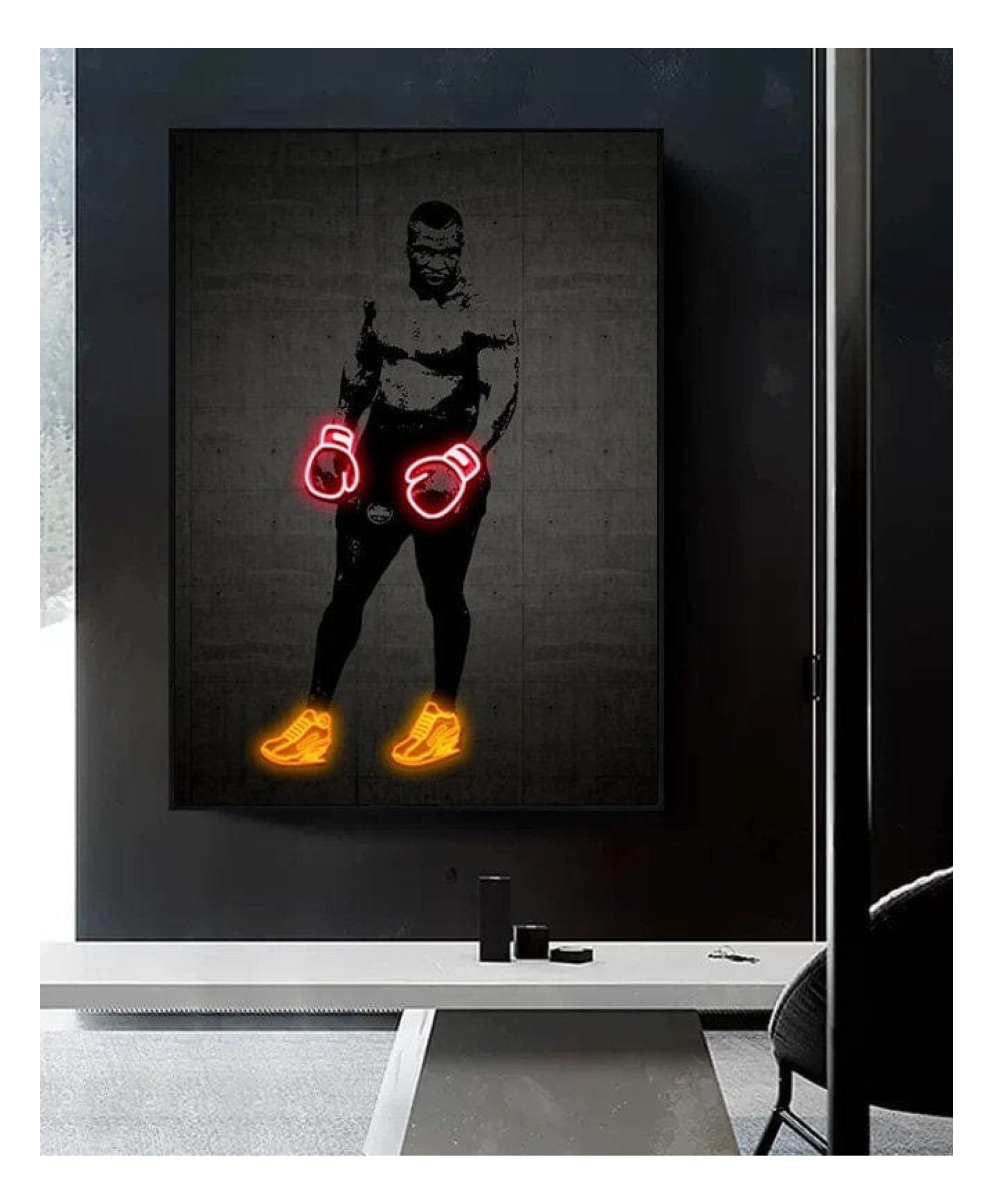 JUSTGOODMOOD Poster Mike Tyson Neon Boxhandschuhe Gym Wohnzimmer Bilder Trainingszimmer Bi, (1 St)