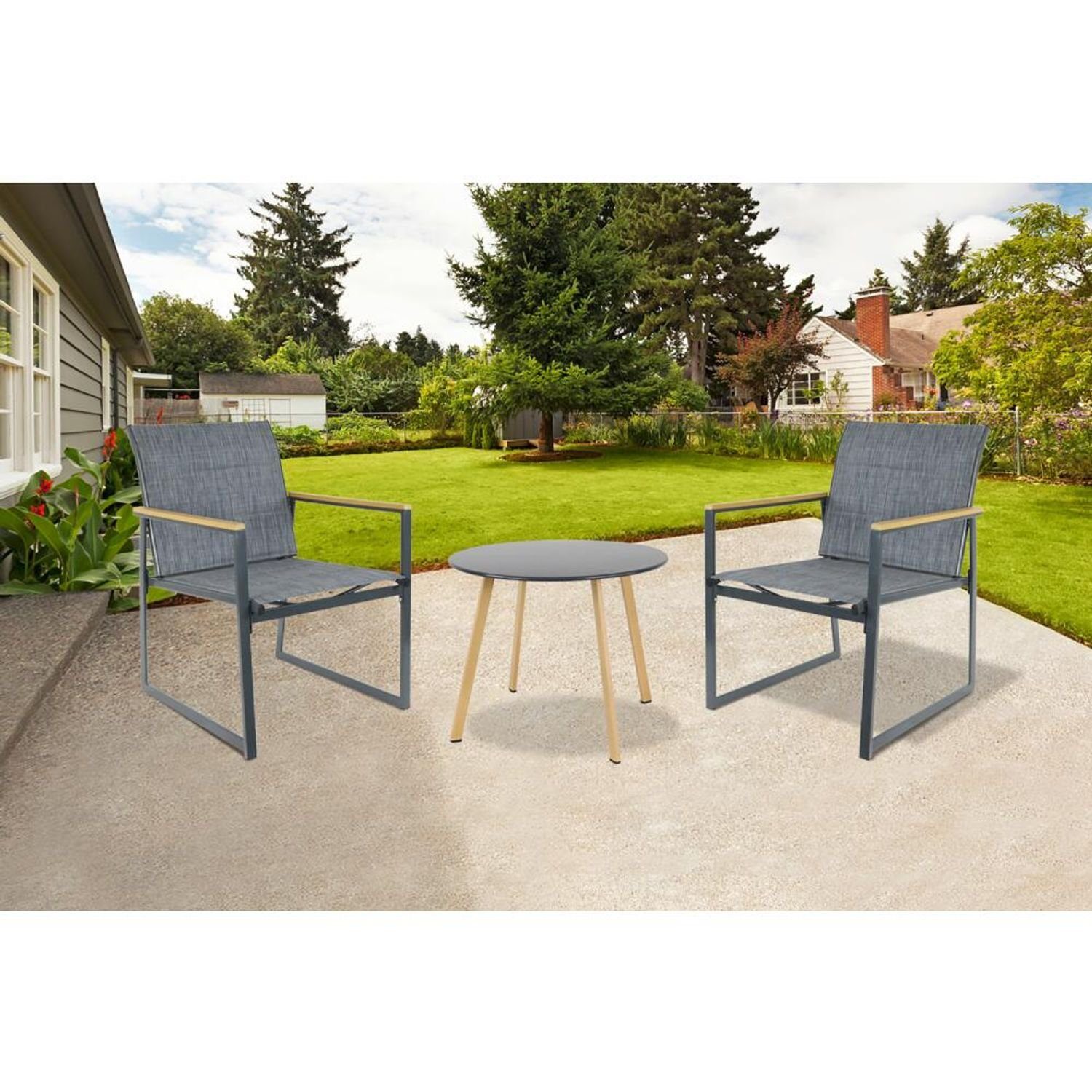 Garten Stühle Stuhl Metall Sitzen BURI Outdoor Hochlehner Gartensessel Terrassen Sessel