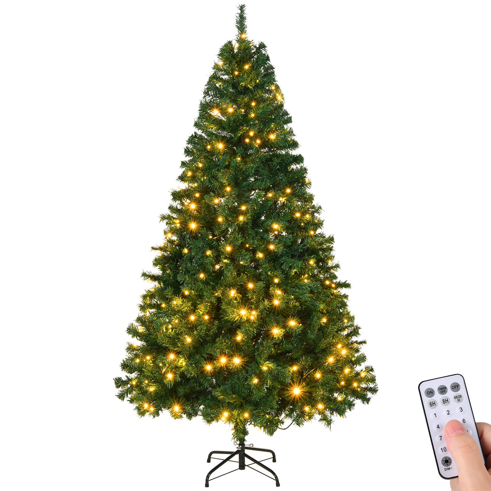 FCH Künstlicher Weihnachtsbaum 180cm Tannenbaum mit Beleuchtung 350 LED, Weihnachtsbaum Christbaum mit 1000 Spitzen und Ständer