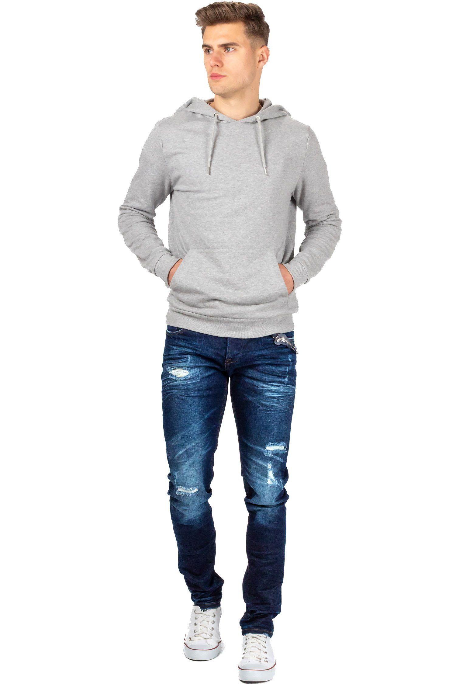 Cipo & Baxx Slim-fit-Jeans Herren Slim Fit Jeans Stonewashed BA-CD392 Destroyed Look – Bild 5 von 5