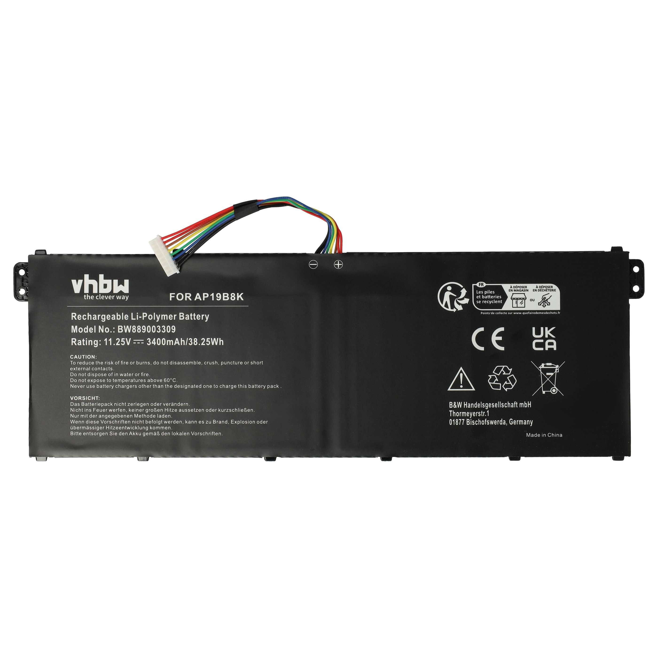 vhbw Akku passend für Acer Aspire 3 A317-53-57QG Notebook (3400 mAh, 11,25 Laptop-Akku Akku Li-Polymer 3400 mAh (11,25 V, 1 St), Leistungsfähiger Austausch-Akku für Notebook, Wiederaufladbar, Jede